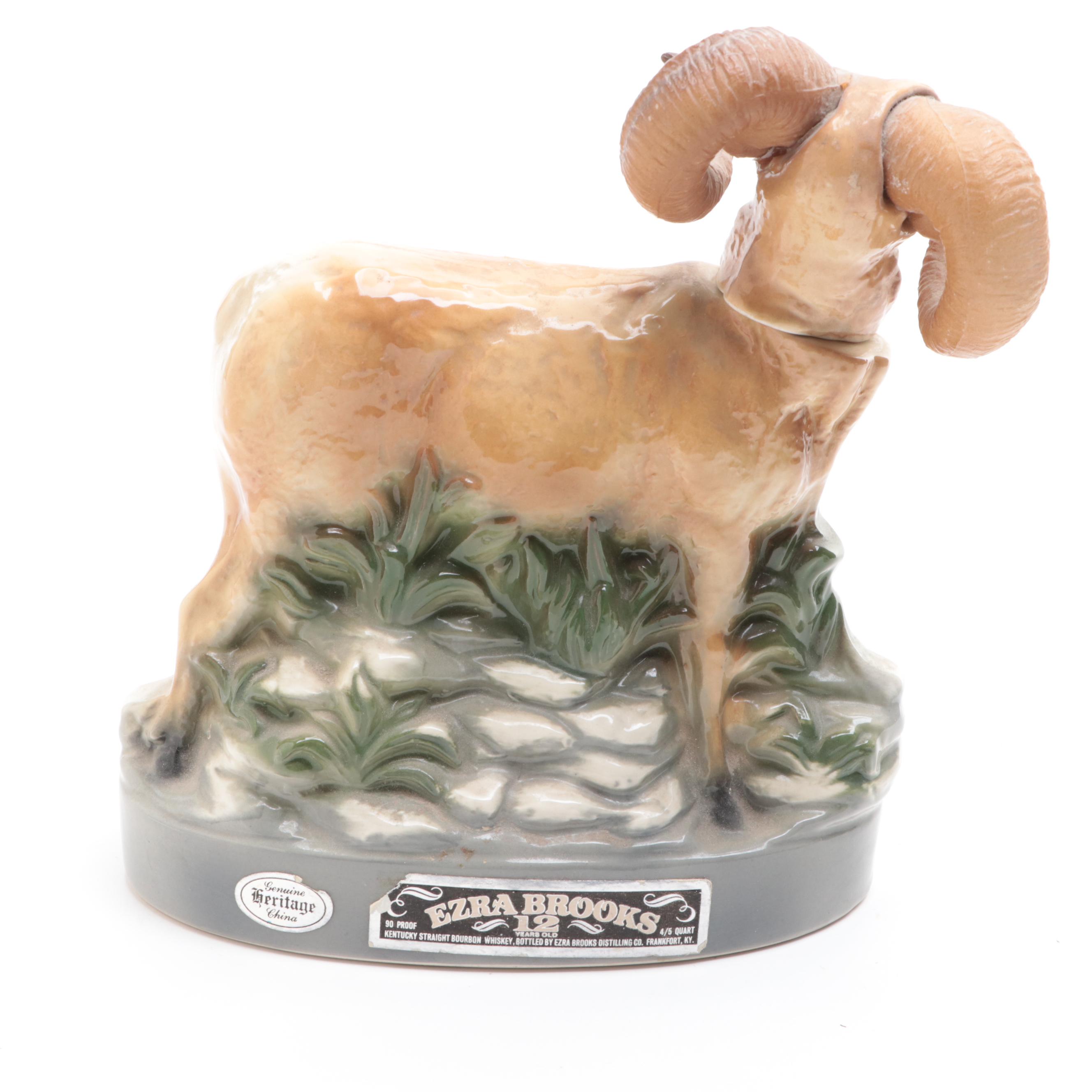 Ezra Brooks and Ski Country Figural Porcelain Whiskey Decanters