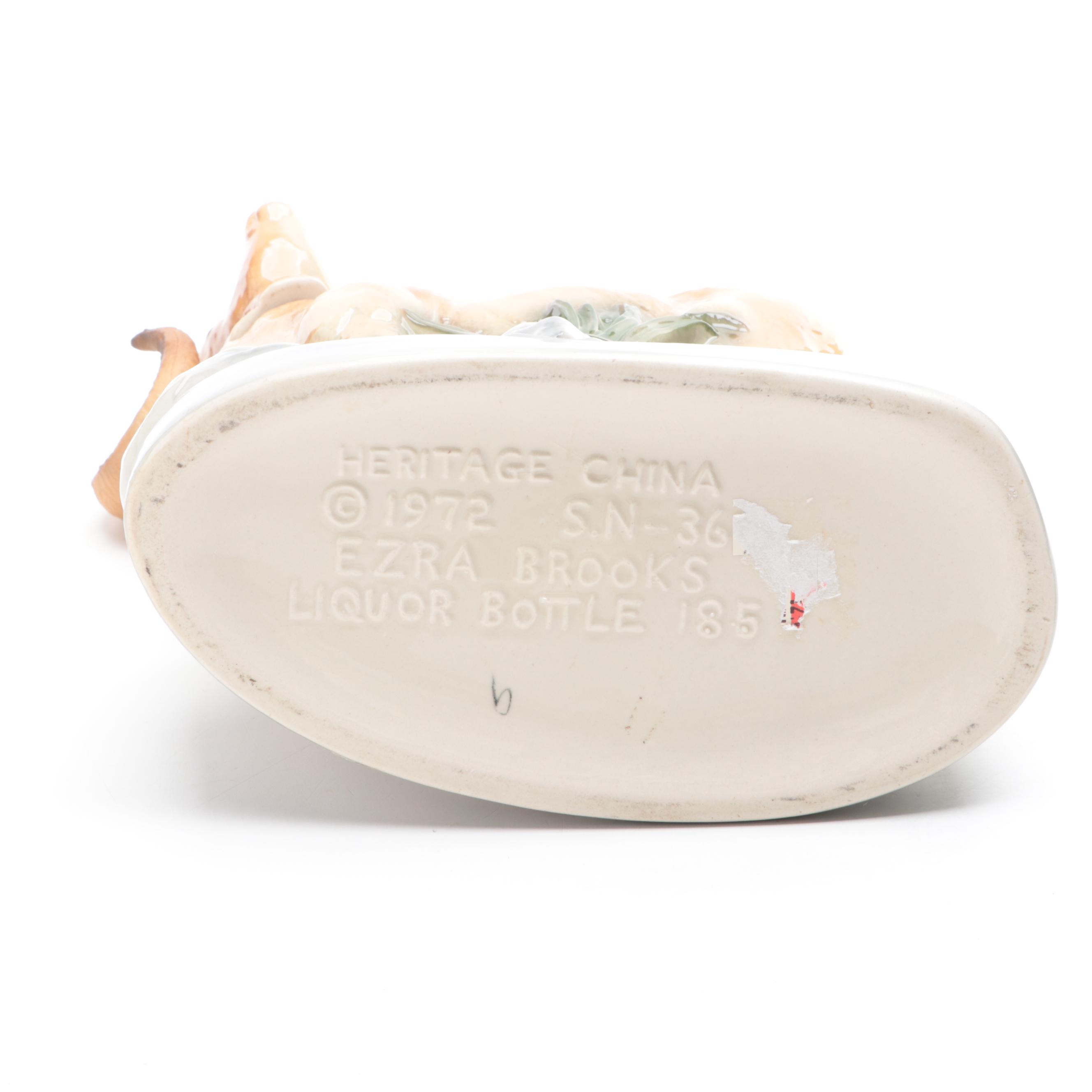 Ezra Brooks and Ski Country Figural Porcelain Whiskey Decanters