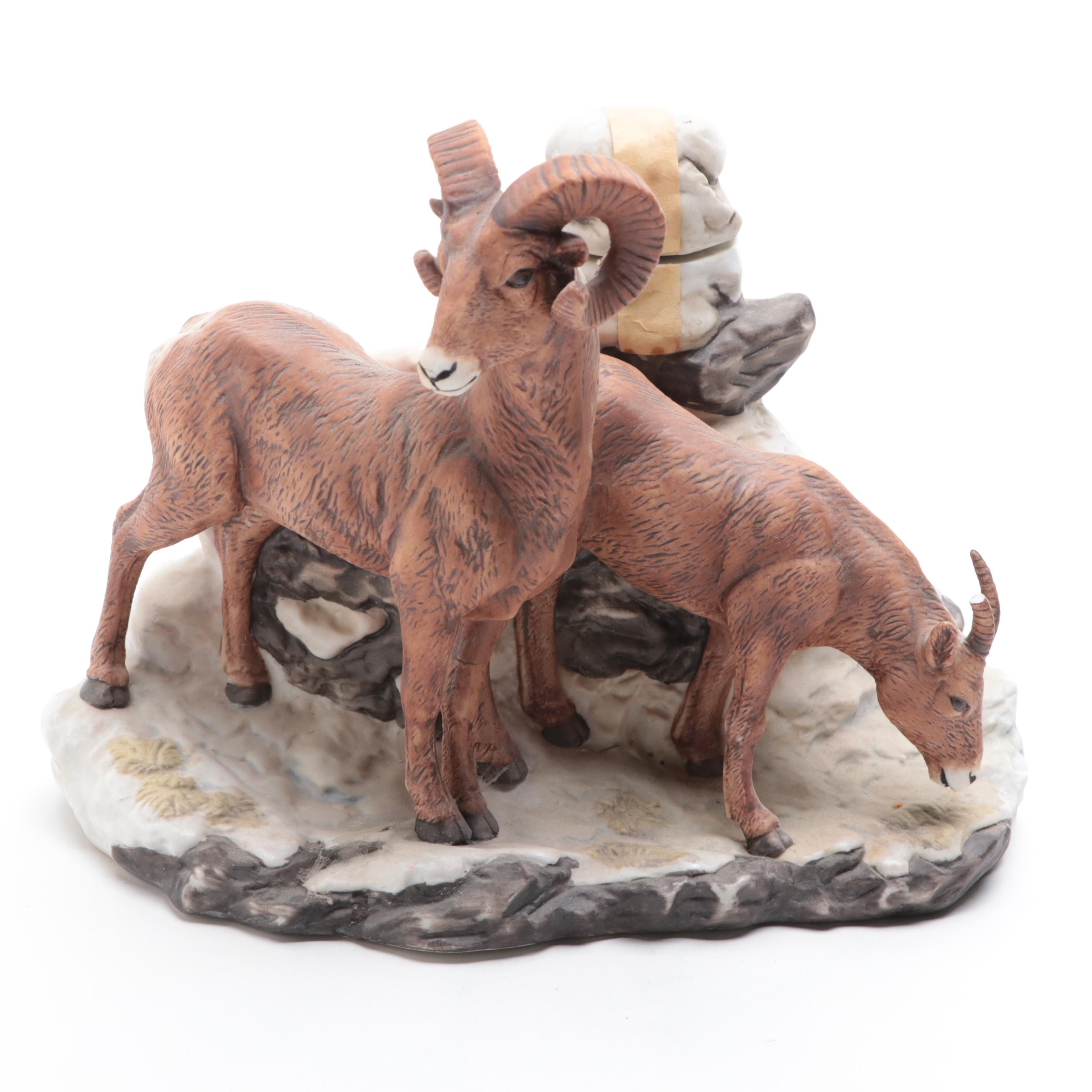 Ezra Brooks and Ski Country Figural Porcelain Whiskey Decanters