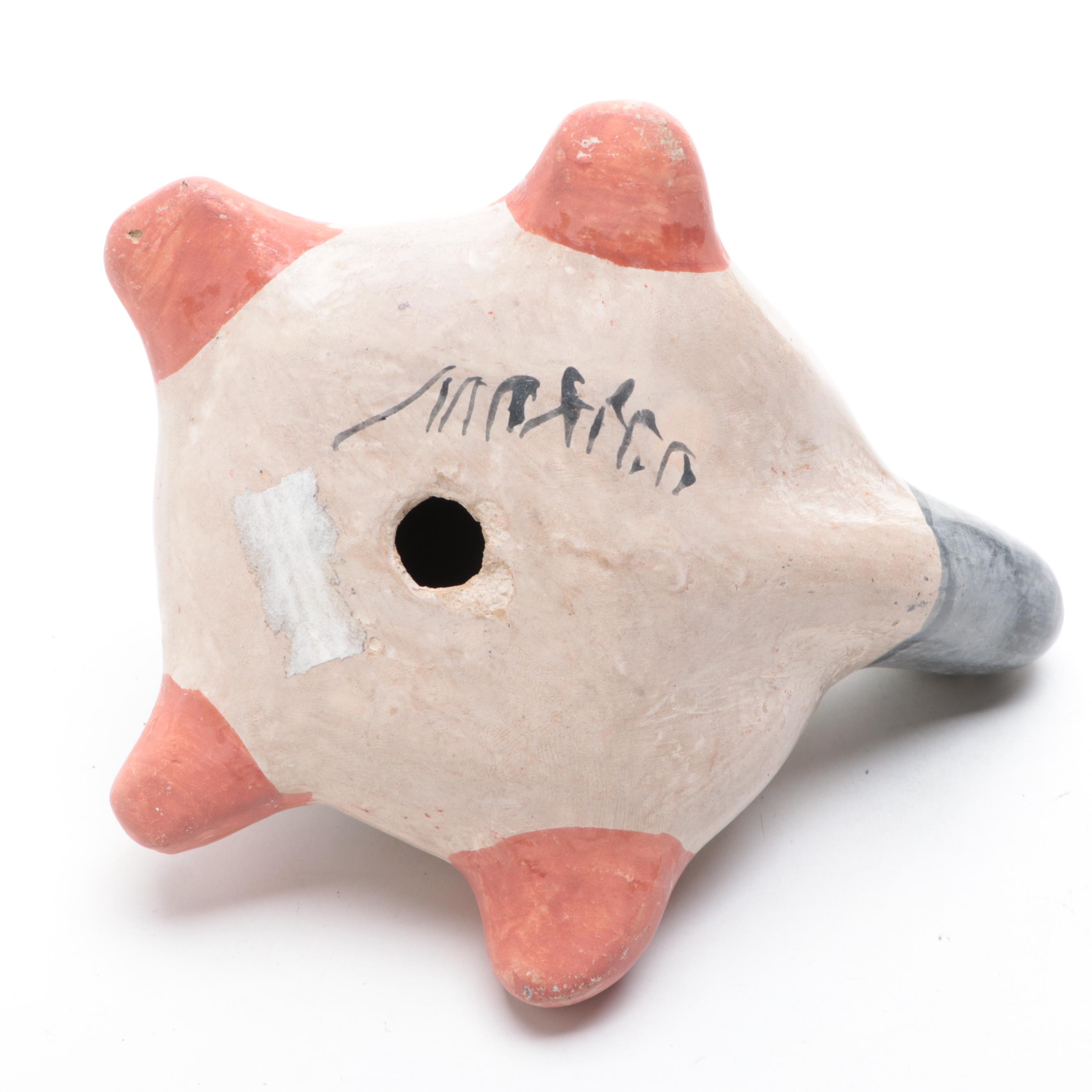 Mexican Tonala Figurine with Other Folk Art Pottery Turtle Flutes