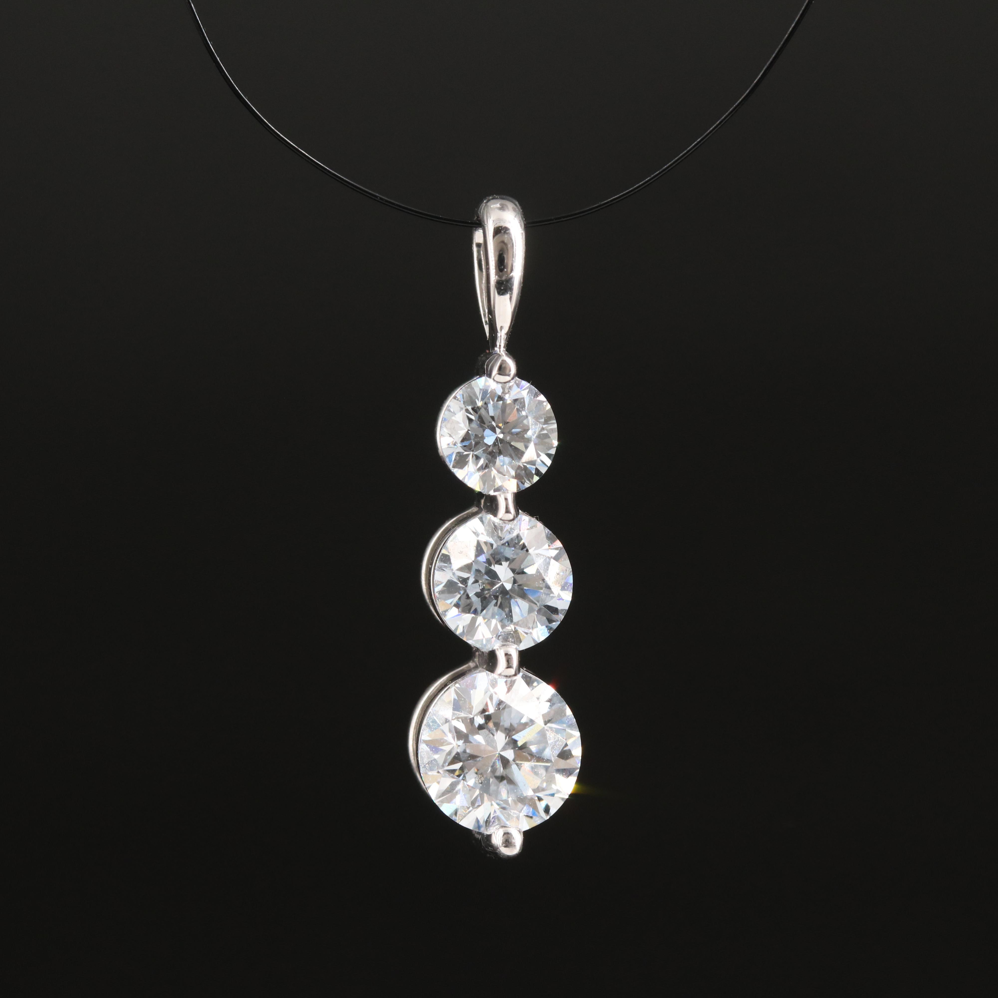 14K 1.40 CTW Lab Grown Diamond Three Stone Pendant