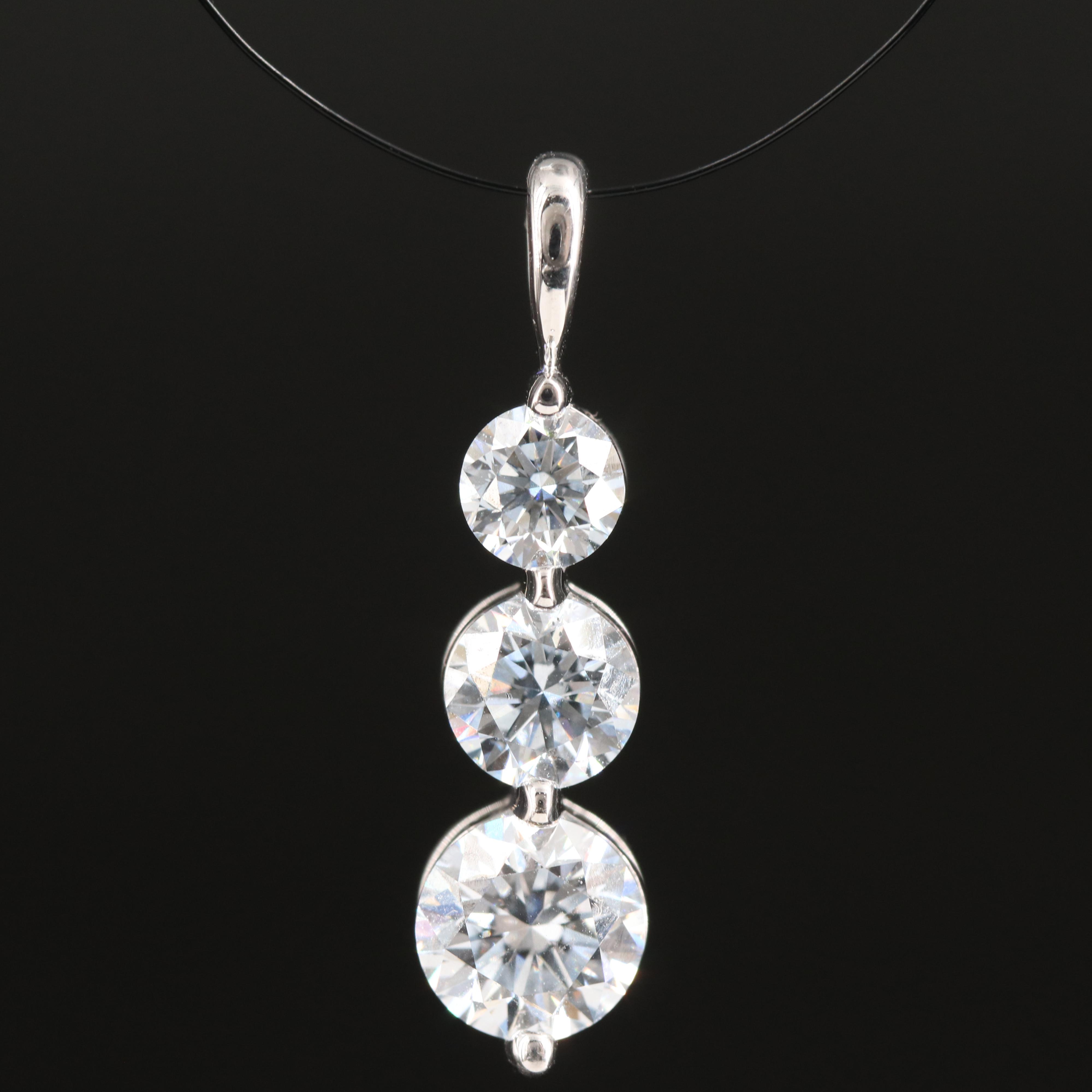 14K 1.40 CTW Lab Grown Diamond Three Stone Pendant