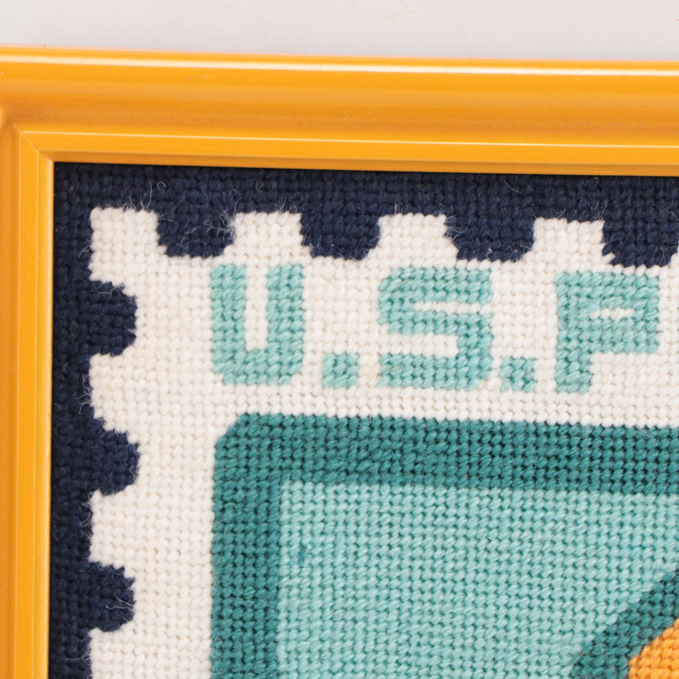 Needlepoint "U.S. Postage Nursing" In Frame