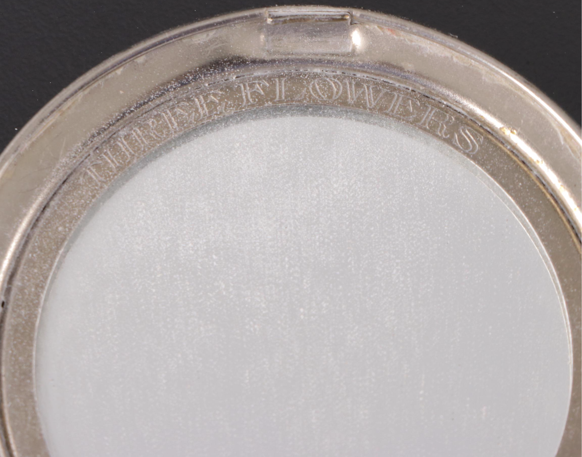 Richard Hudnut Three Flowers Silver Tone Metal Compact, Mid-20th Century