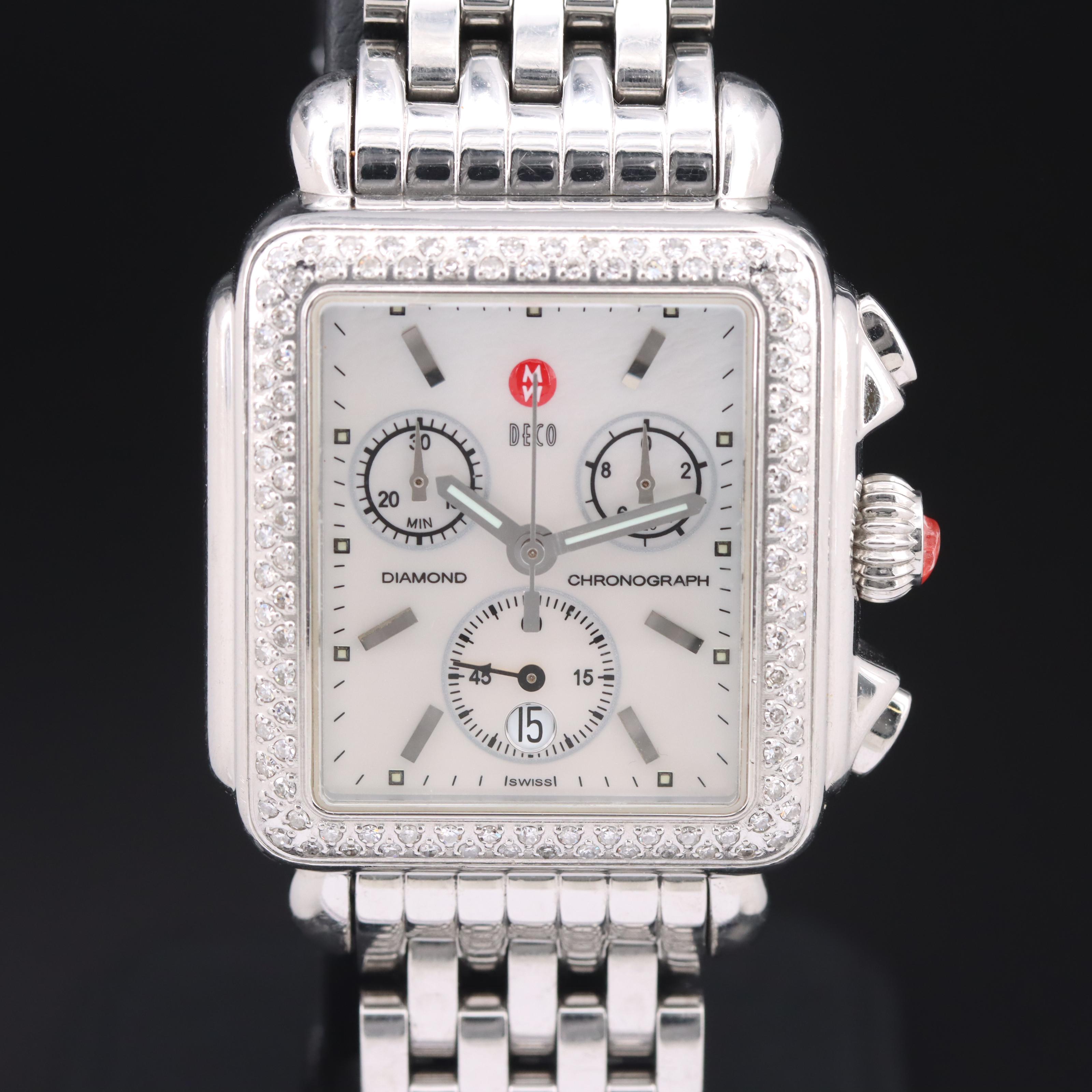 Michele Deco Diamond Chronograph Watch