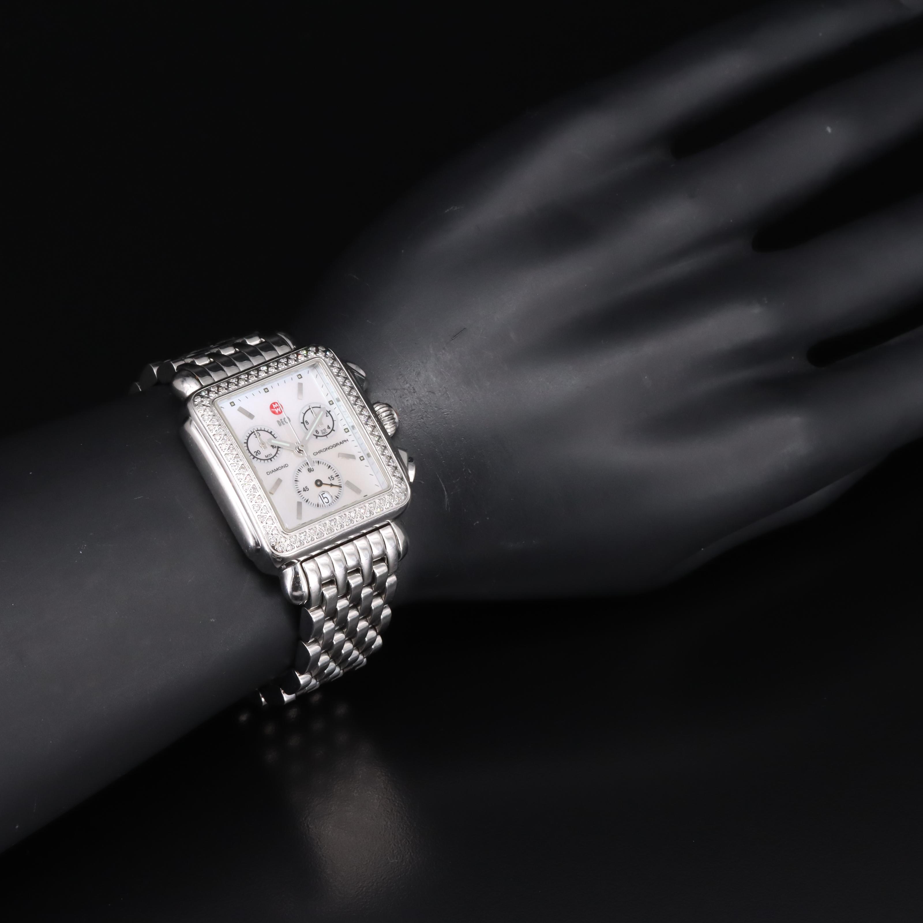Michele Deco Diamond Chronograph Watch