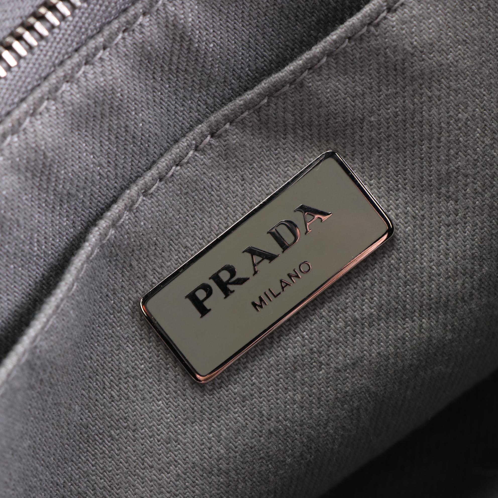 Prada Embellished Canapa Canvas Tote