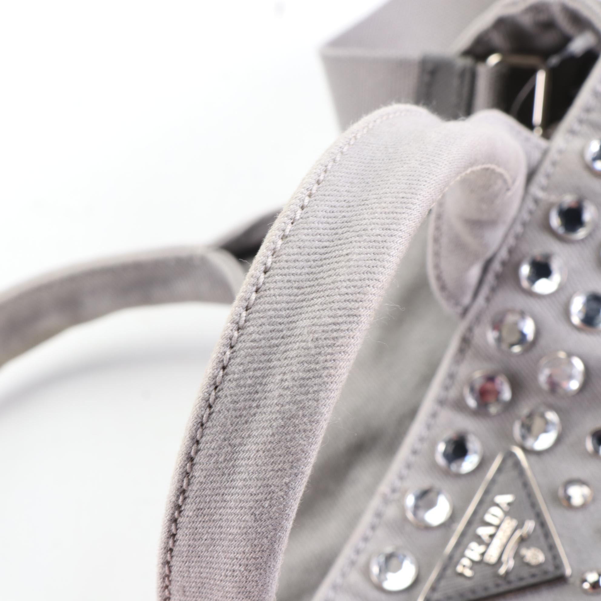 Prada Embellished Canapa Canvas Tote