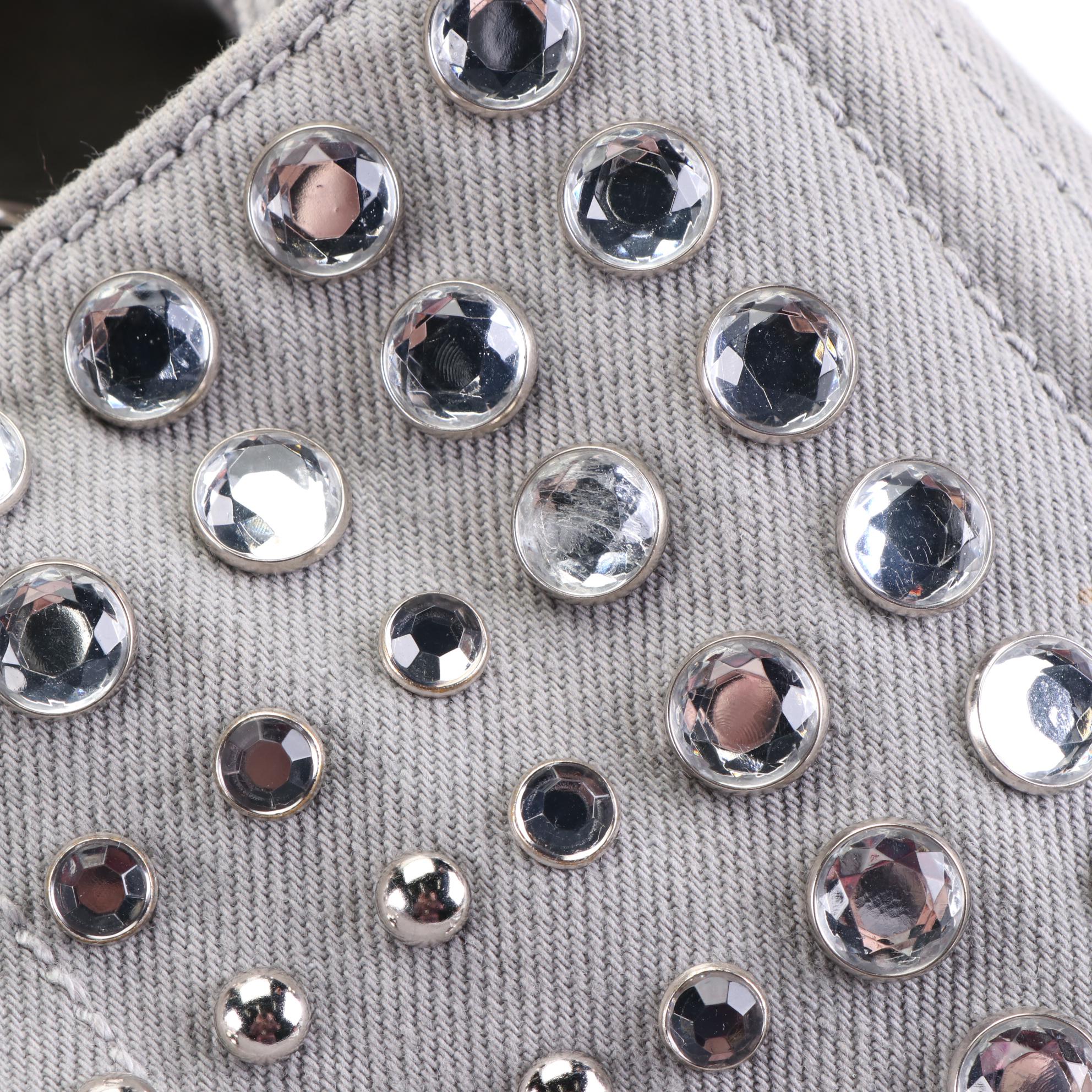 Prada Embellished Canapa Canvas Tote