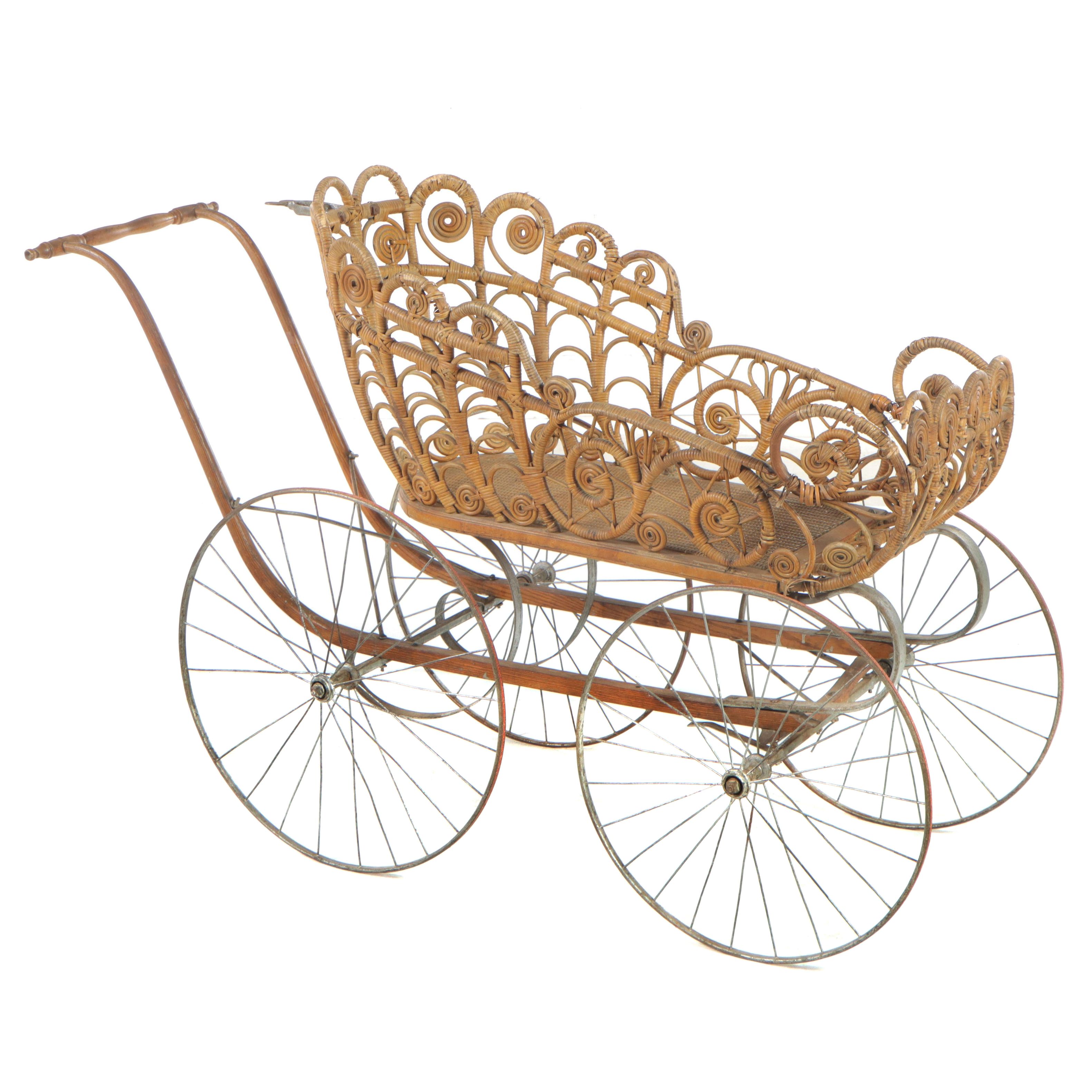 Late Victorian Wicker Pram, Early 20th Century