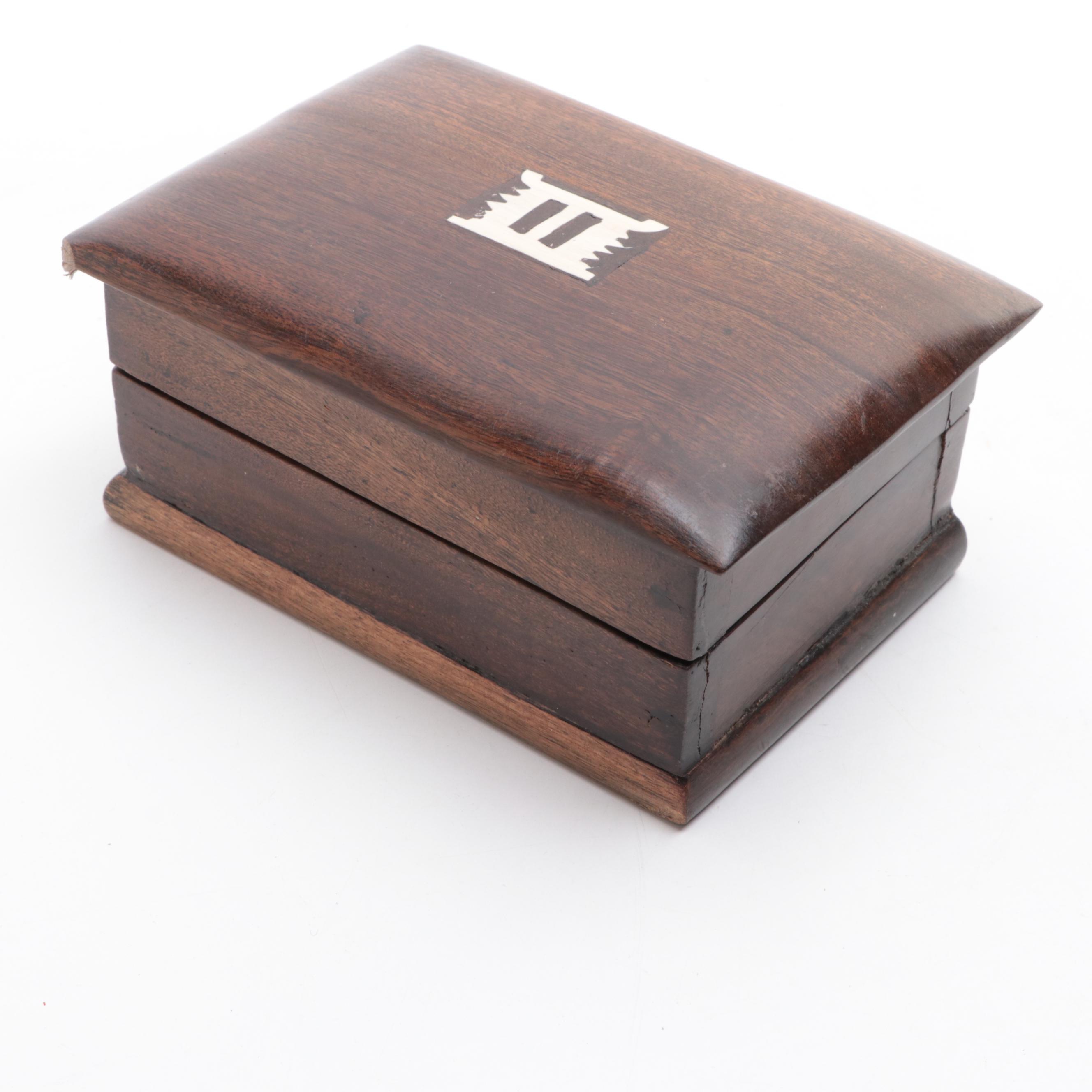 Decatur Industries Walnut Humidor with Other Bone Inlay Wooden Box