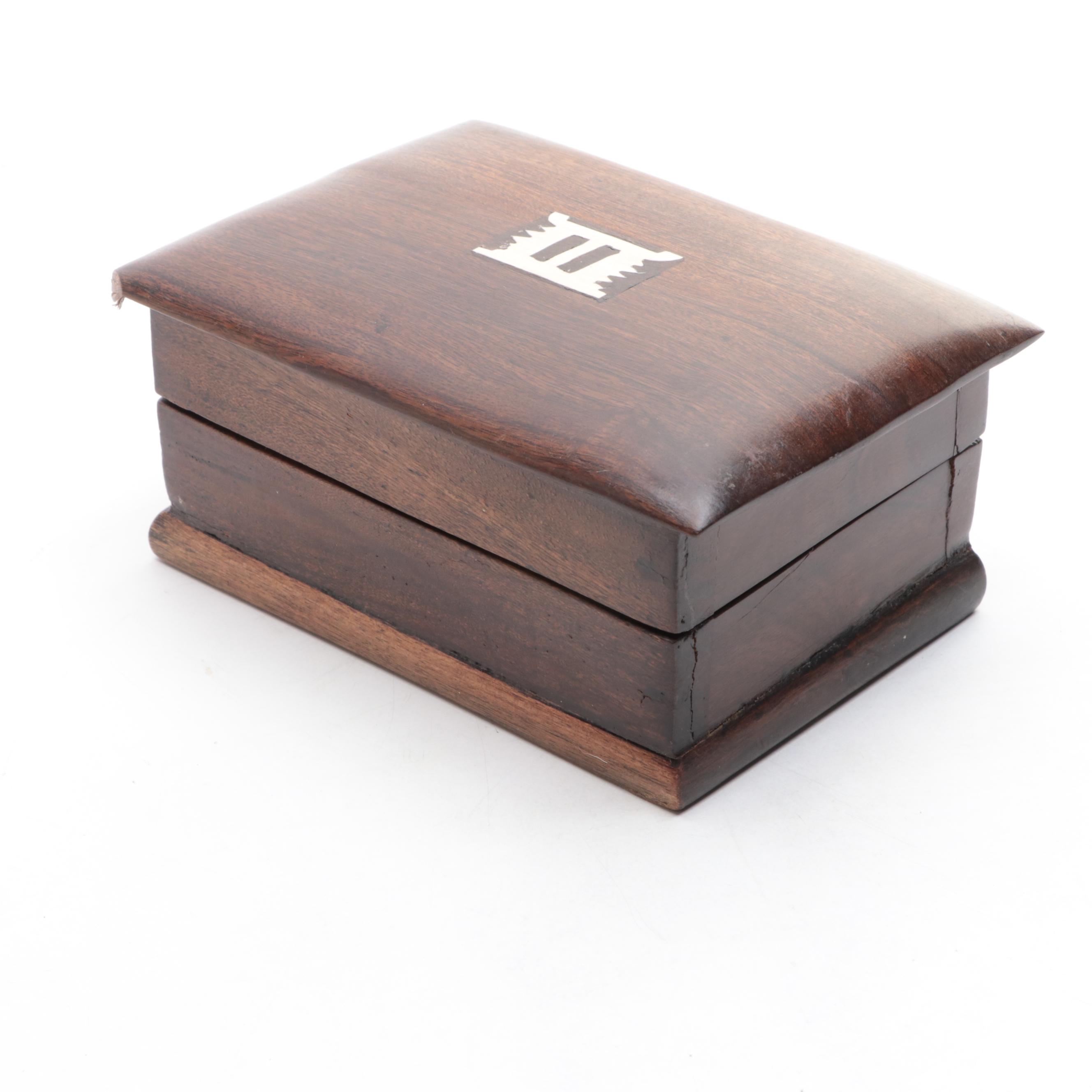 Decatur Industries Walnut Humidor with Other Bone Inlay Wooden Box