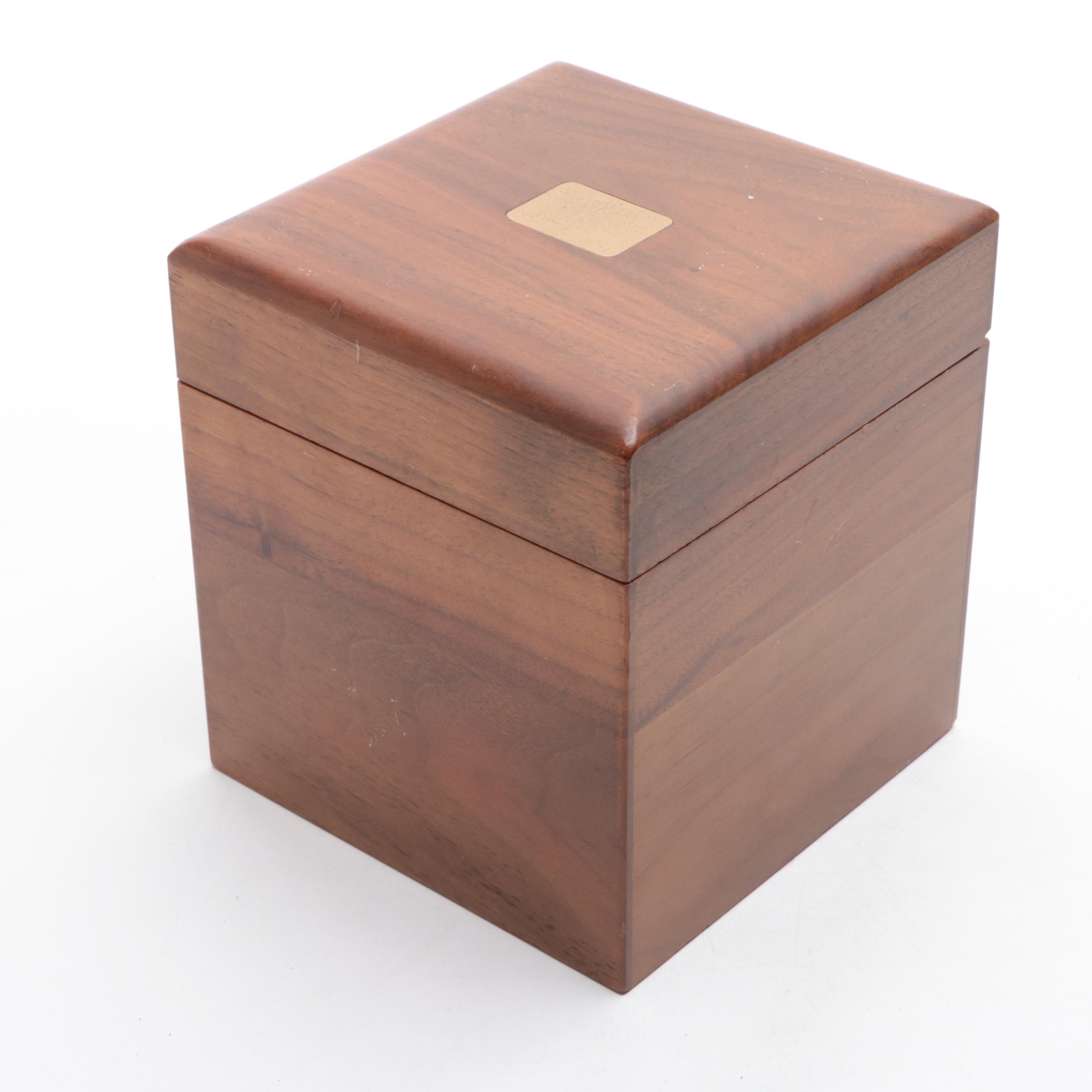 Decatur Industries Walnut Humidor with Other Bone Inlay Wooden Box
