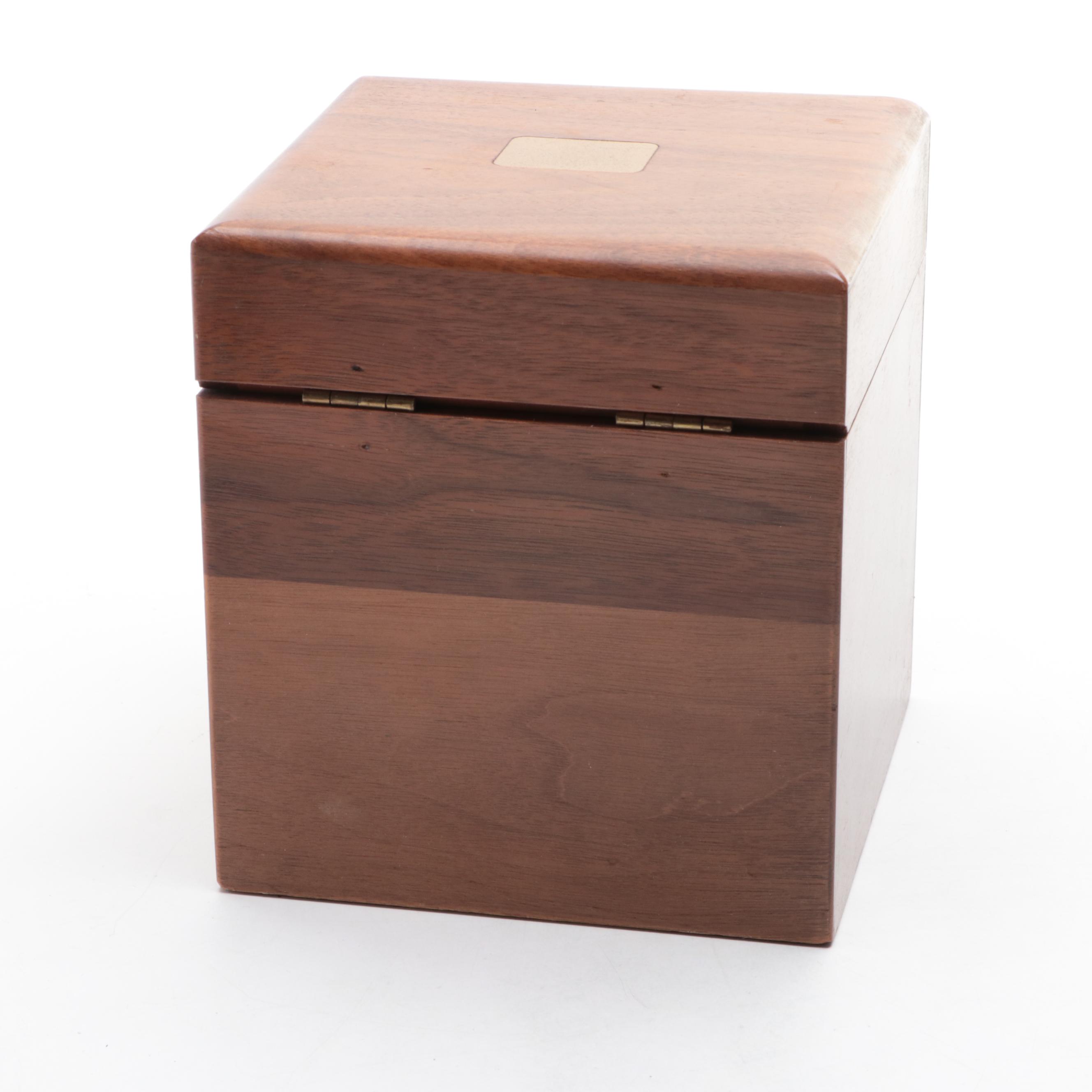 Decatur Industries Walnut Humidor with Other Bone Inlay Wooden Box