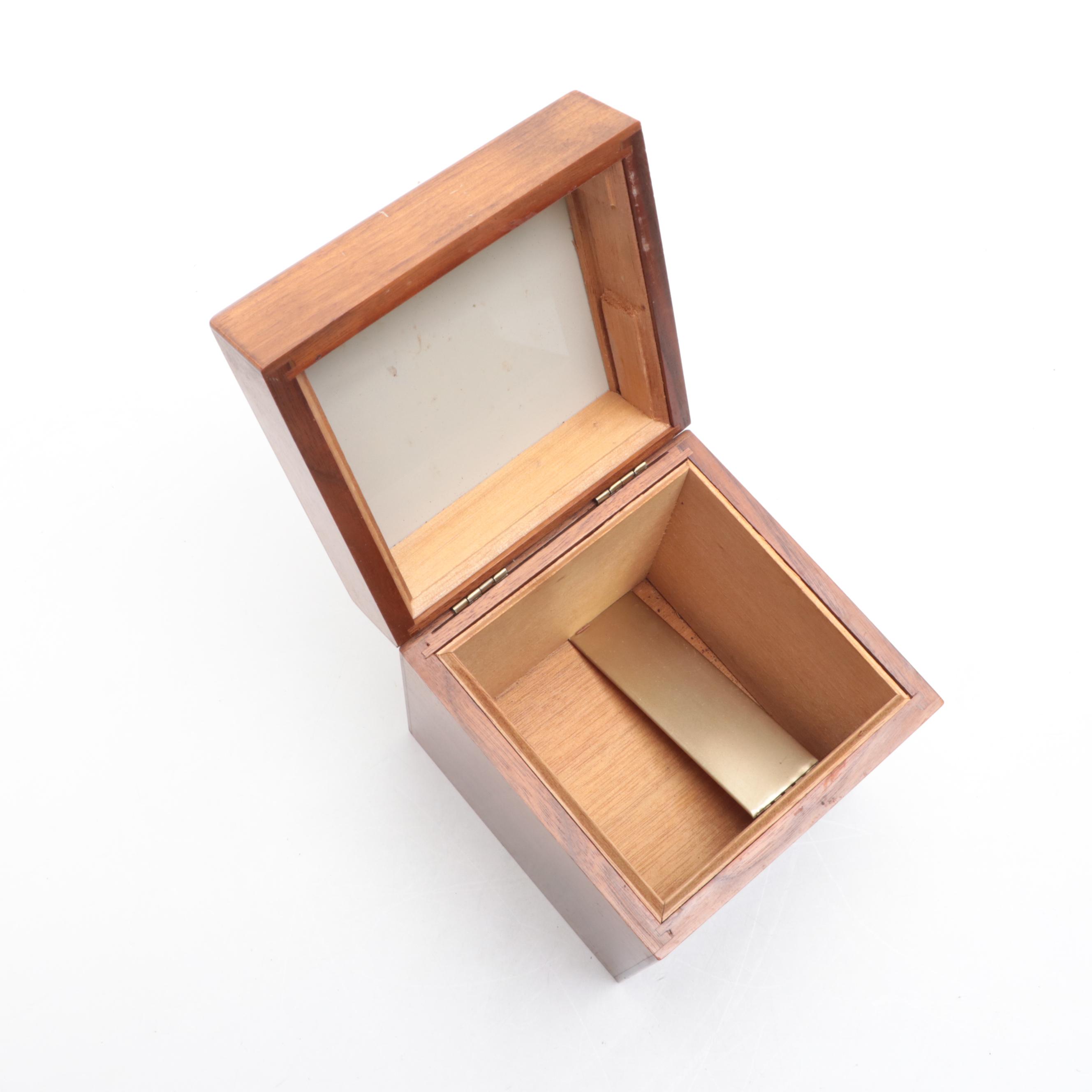 Decatur Industries Walnut Humidor with Other Bone Inlay Wooden Box