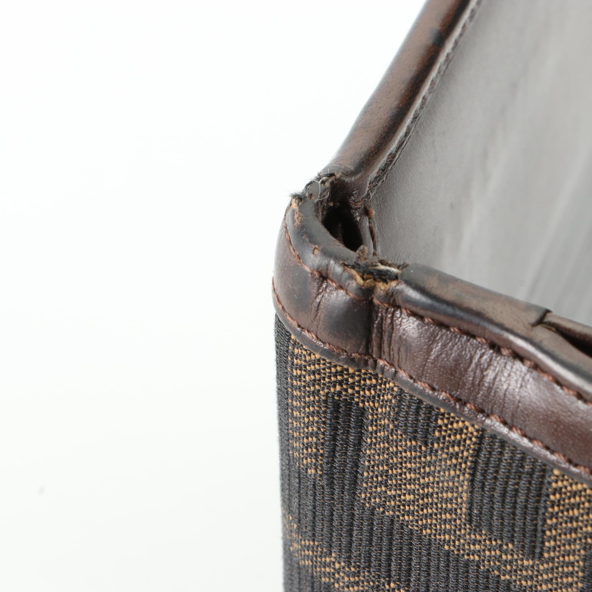 Fendi Flap Front Compact Wallet in Tobacco Zucca Canvas and Leather