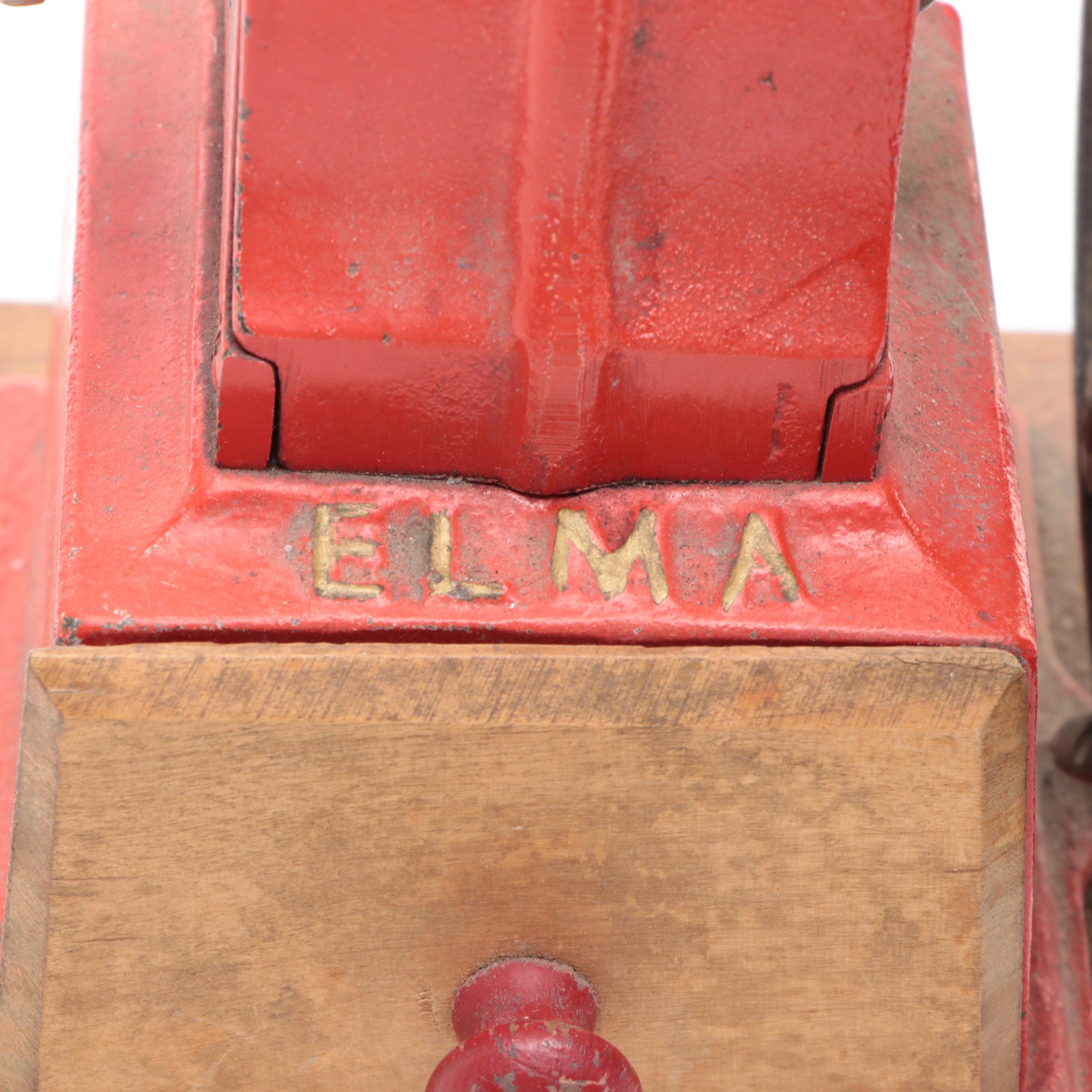 Elma Hand Crank Painted Cast Iron and Wood Coffee Grinder, Early to Mid-20th C