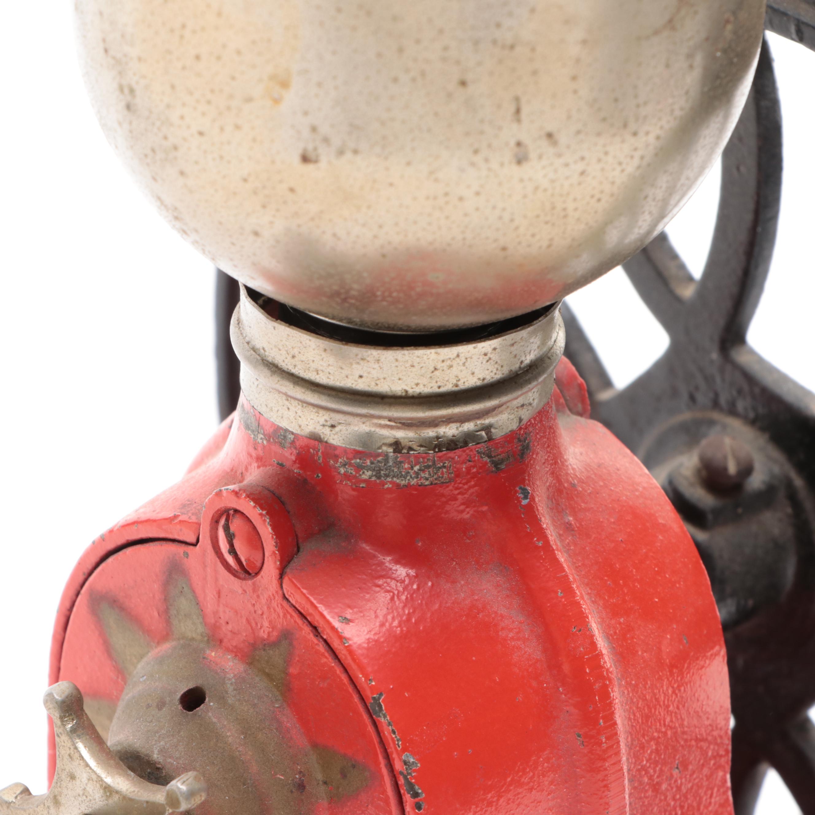 Elma Hand Crank Painted Cast Iron and Wood Coffee Grinder, Early to Mid-20th C