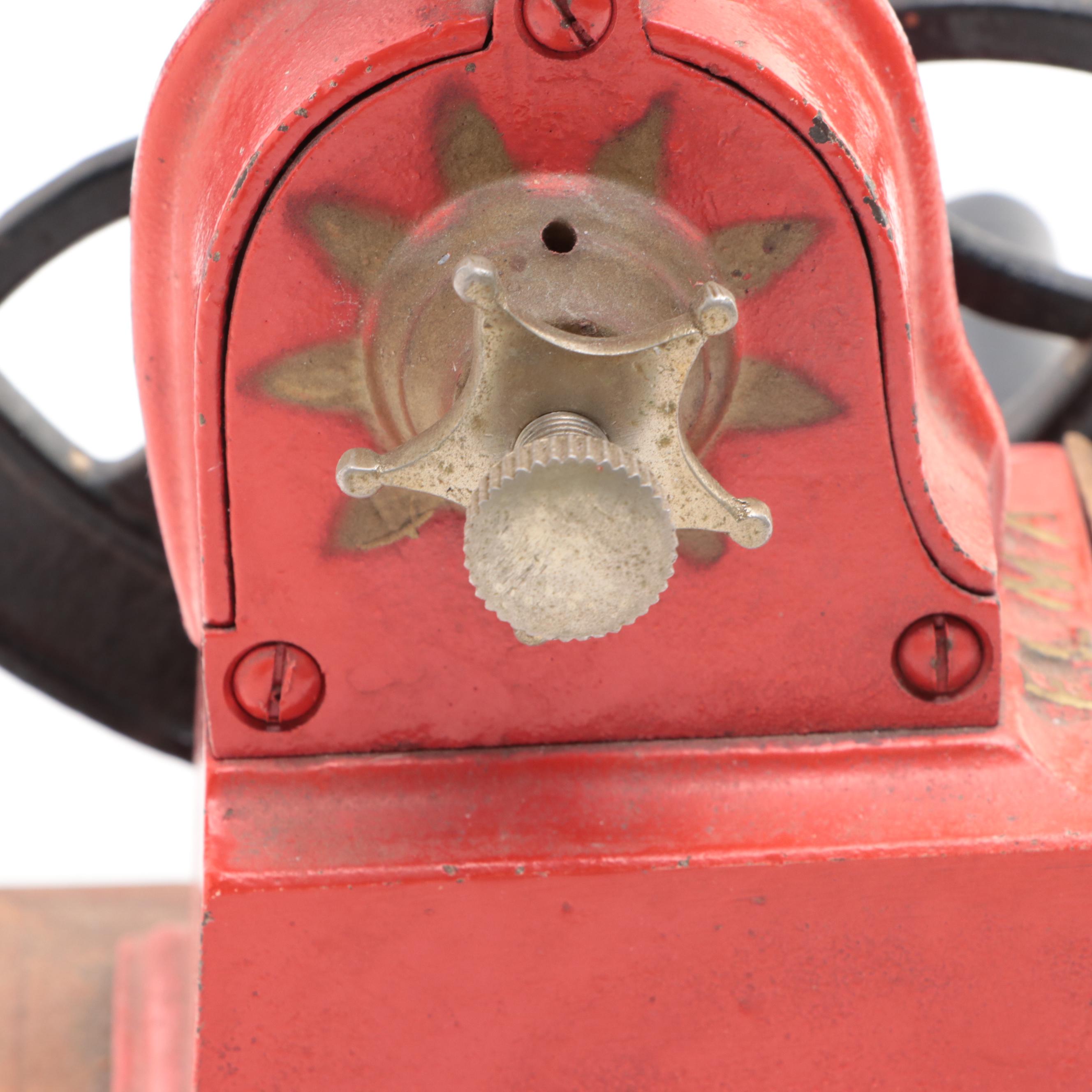 Elma Hand Crank Painted Cast Iron and Wood Coffee Grinder, Early to Mid-20th C