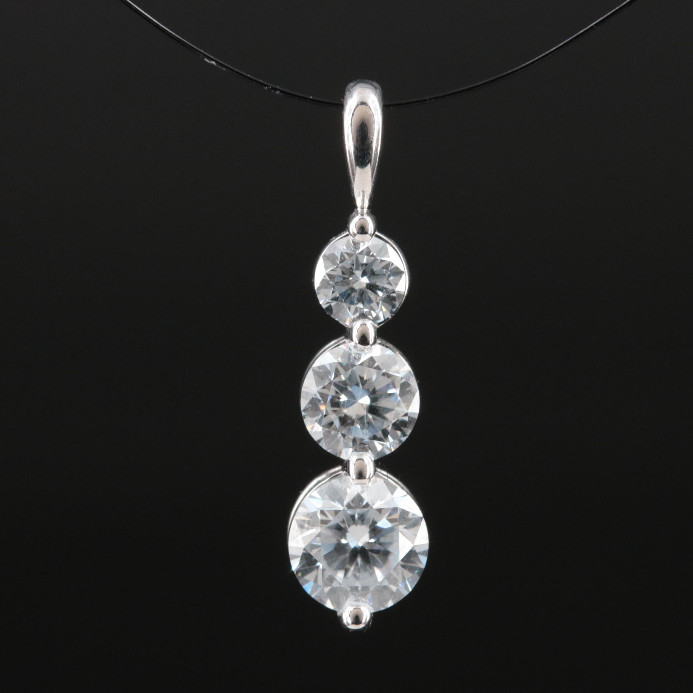 14K 1.50 CTW Lab Grown Diamond Graduated Pendant