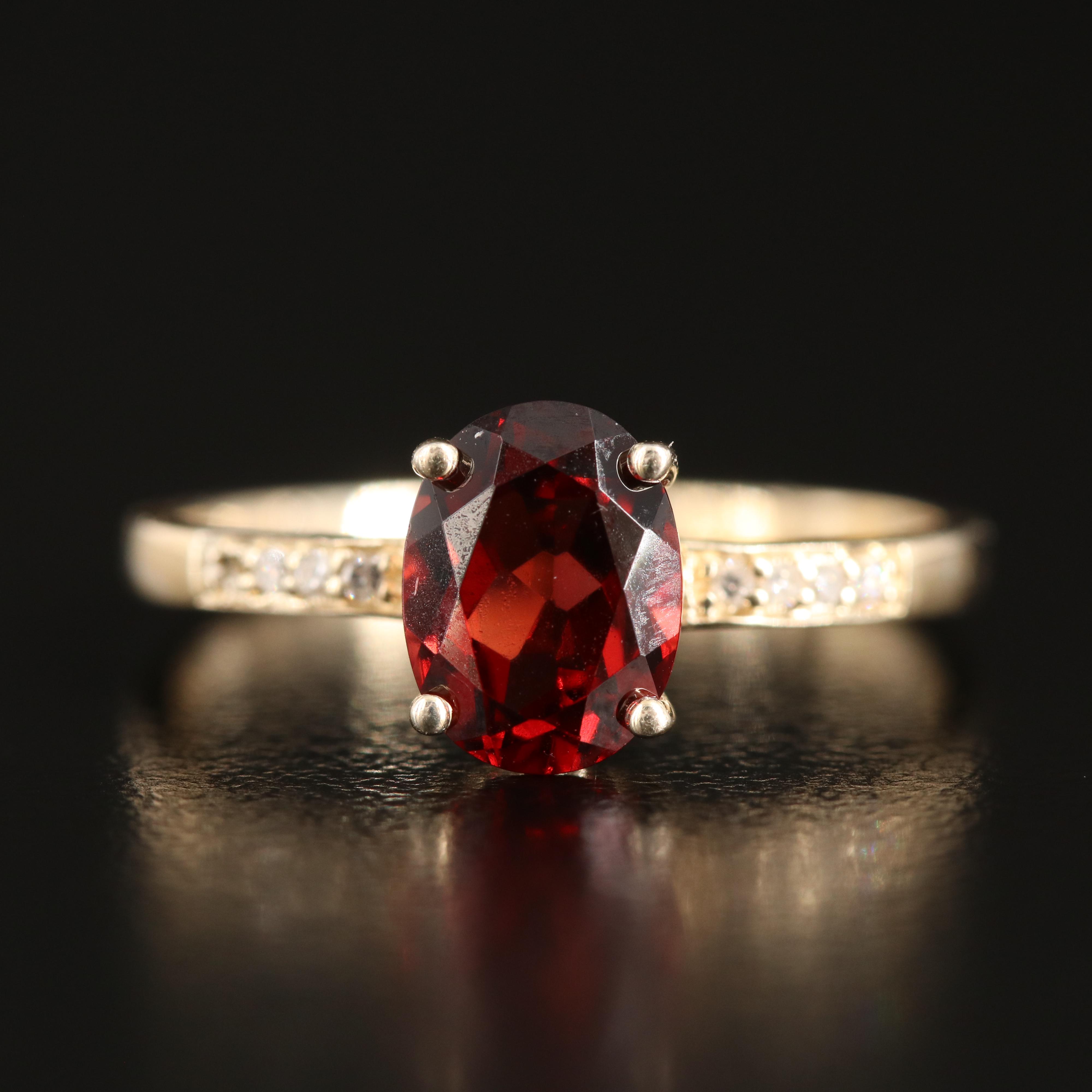 14K Garnet and Diamond Ring