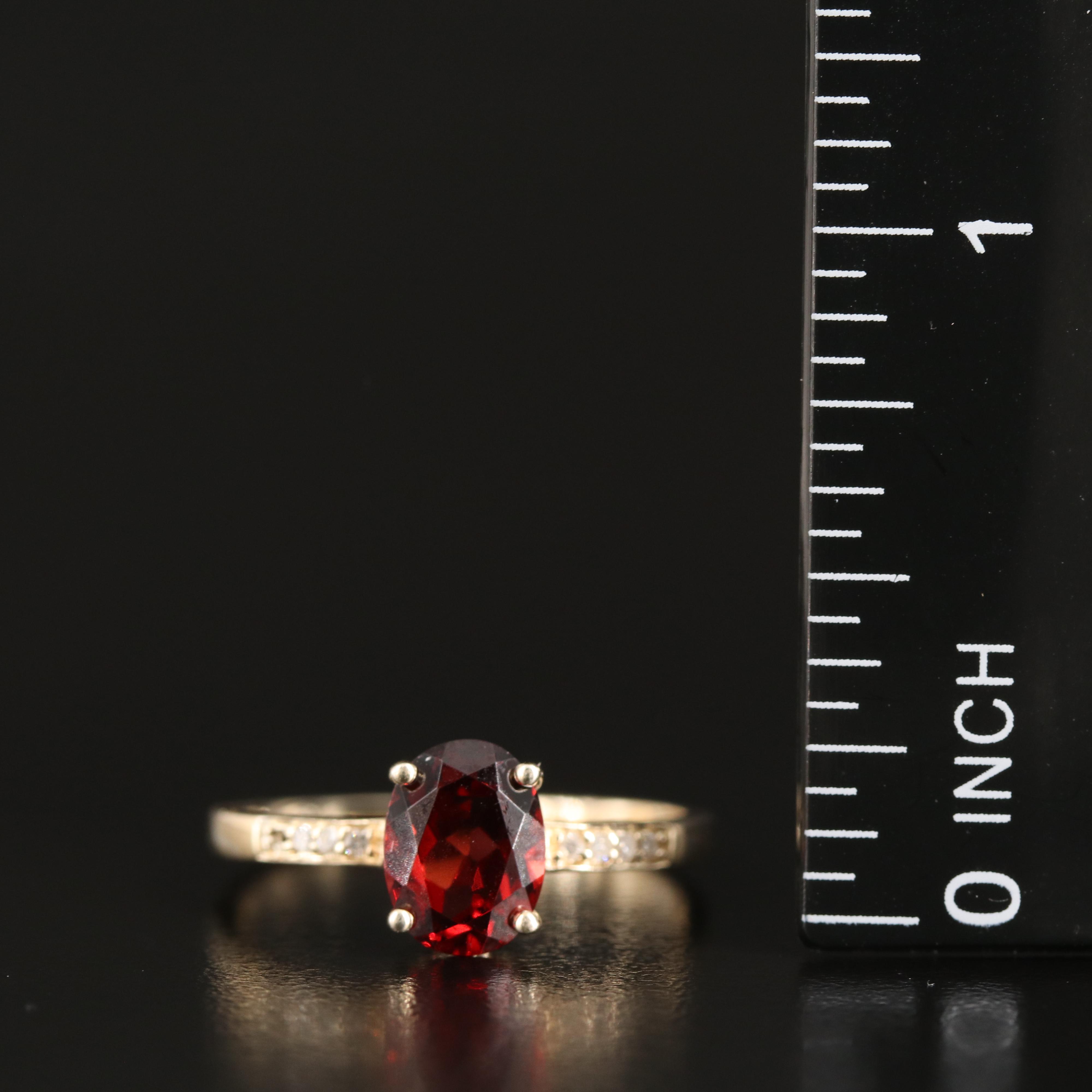 14K Garnet and Diamond Ring