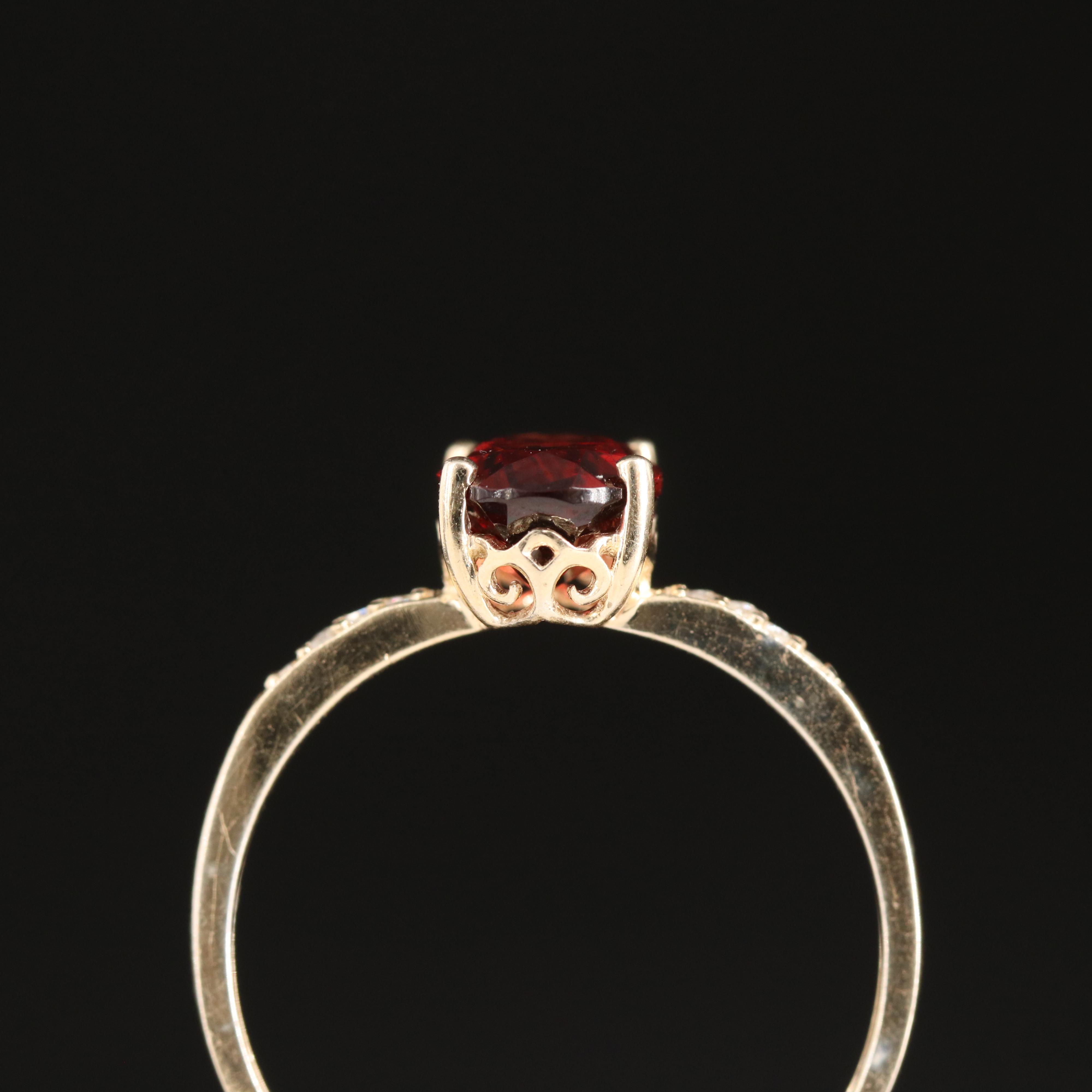 14K Garnet and Diamond Ring