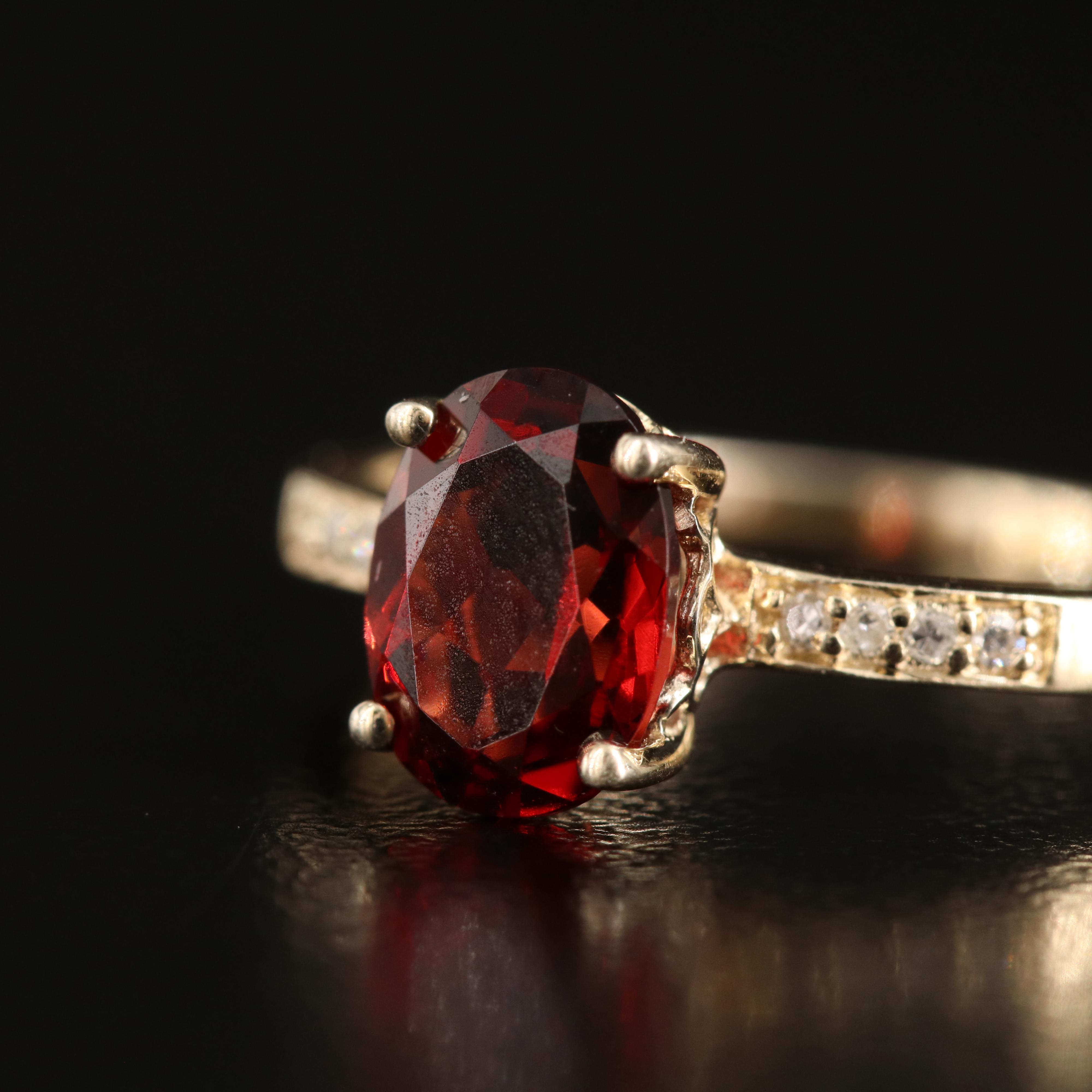 14K Garnet and Diamond Ring