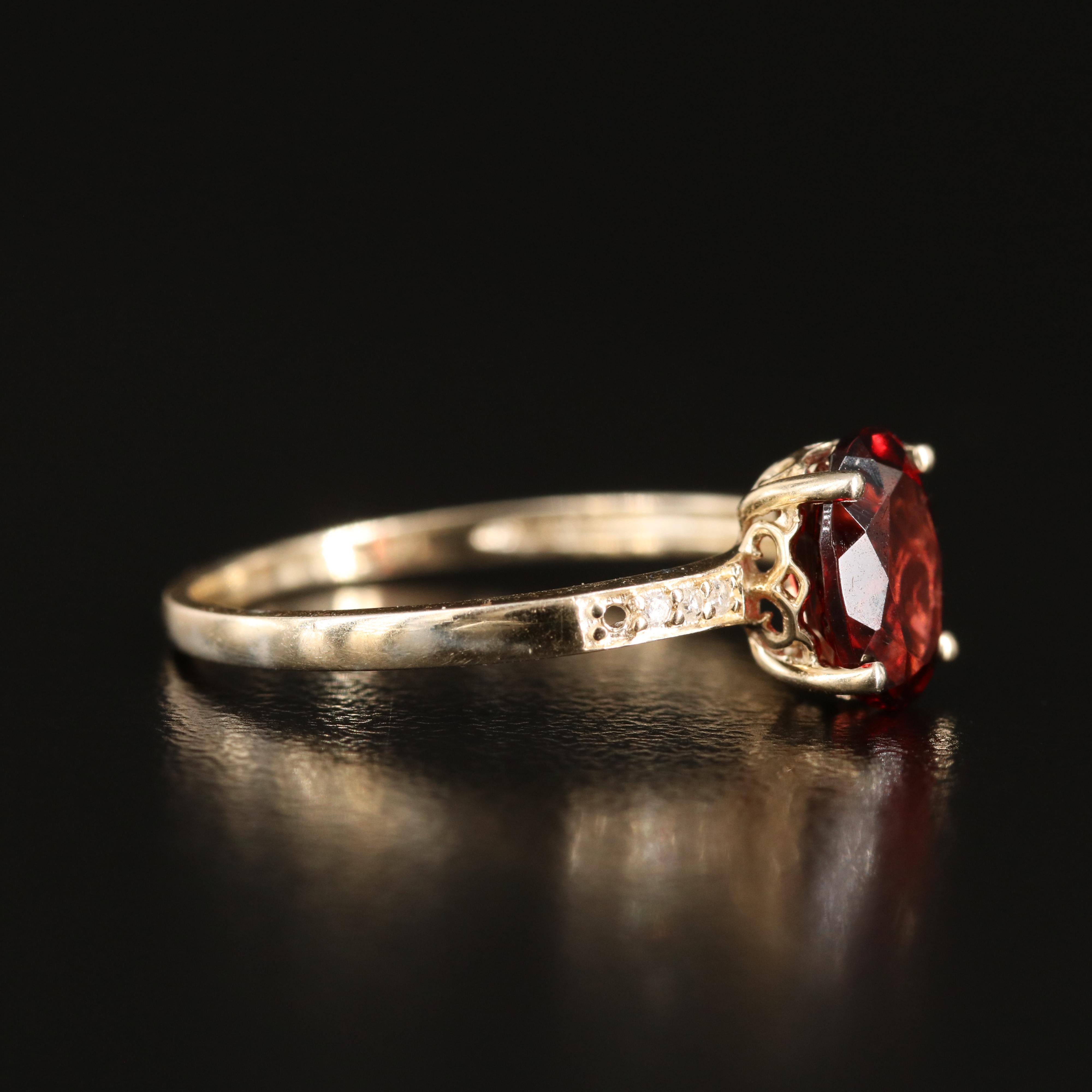 14K Garnet and Diamond Ring