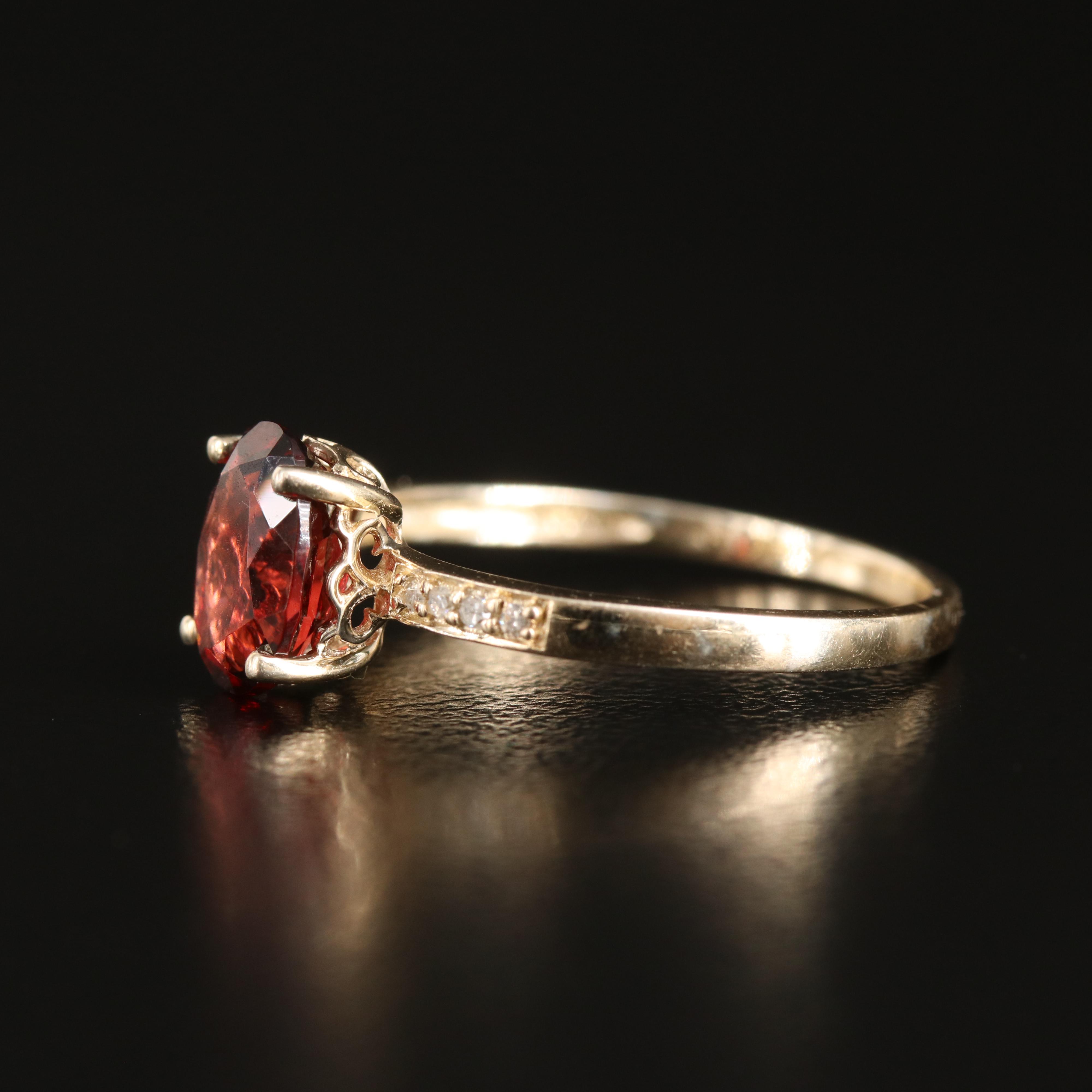 14K Garnet and Diamond Ring