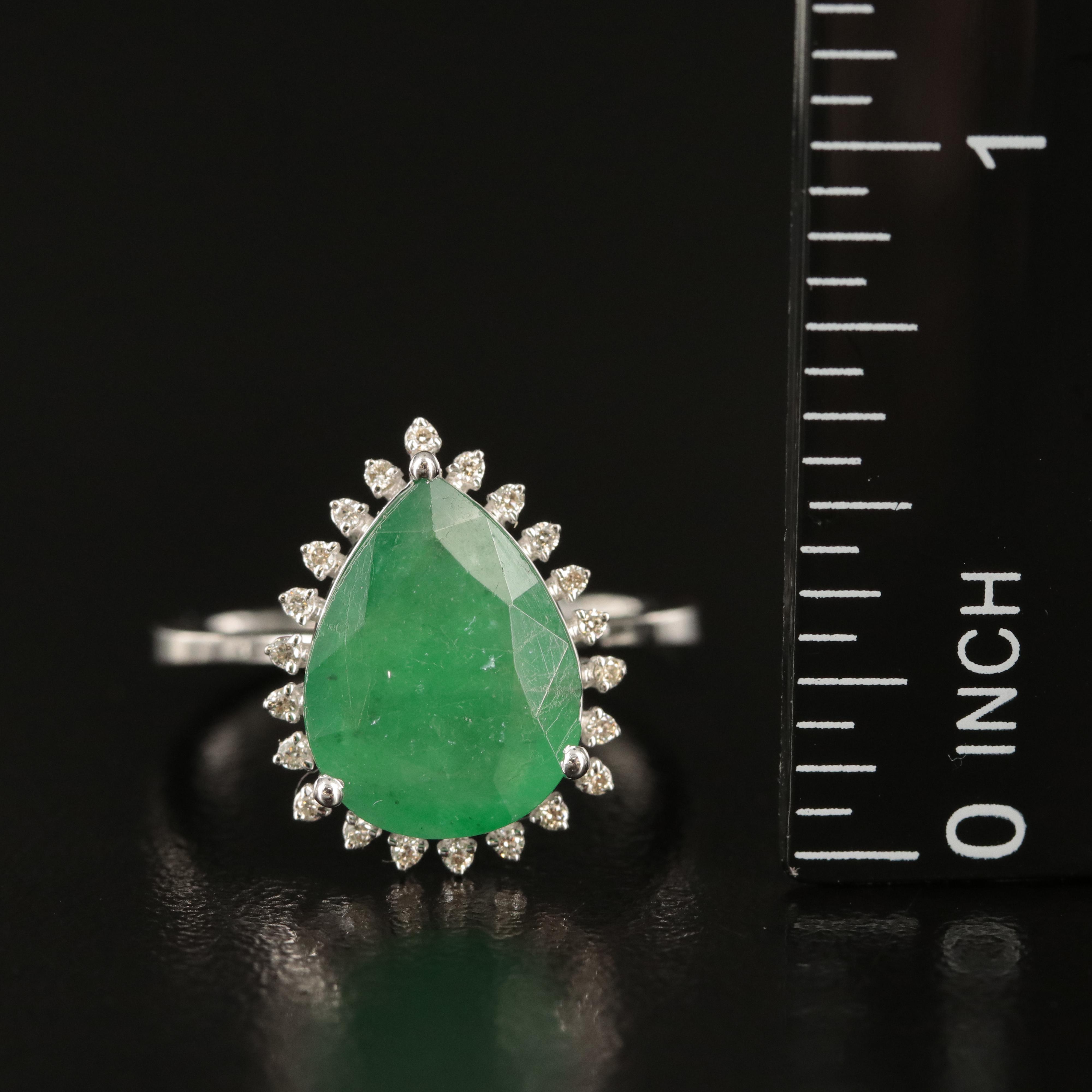 14K 3.53 CT Emerald and Diamond Ring