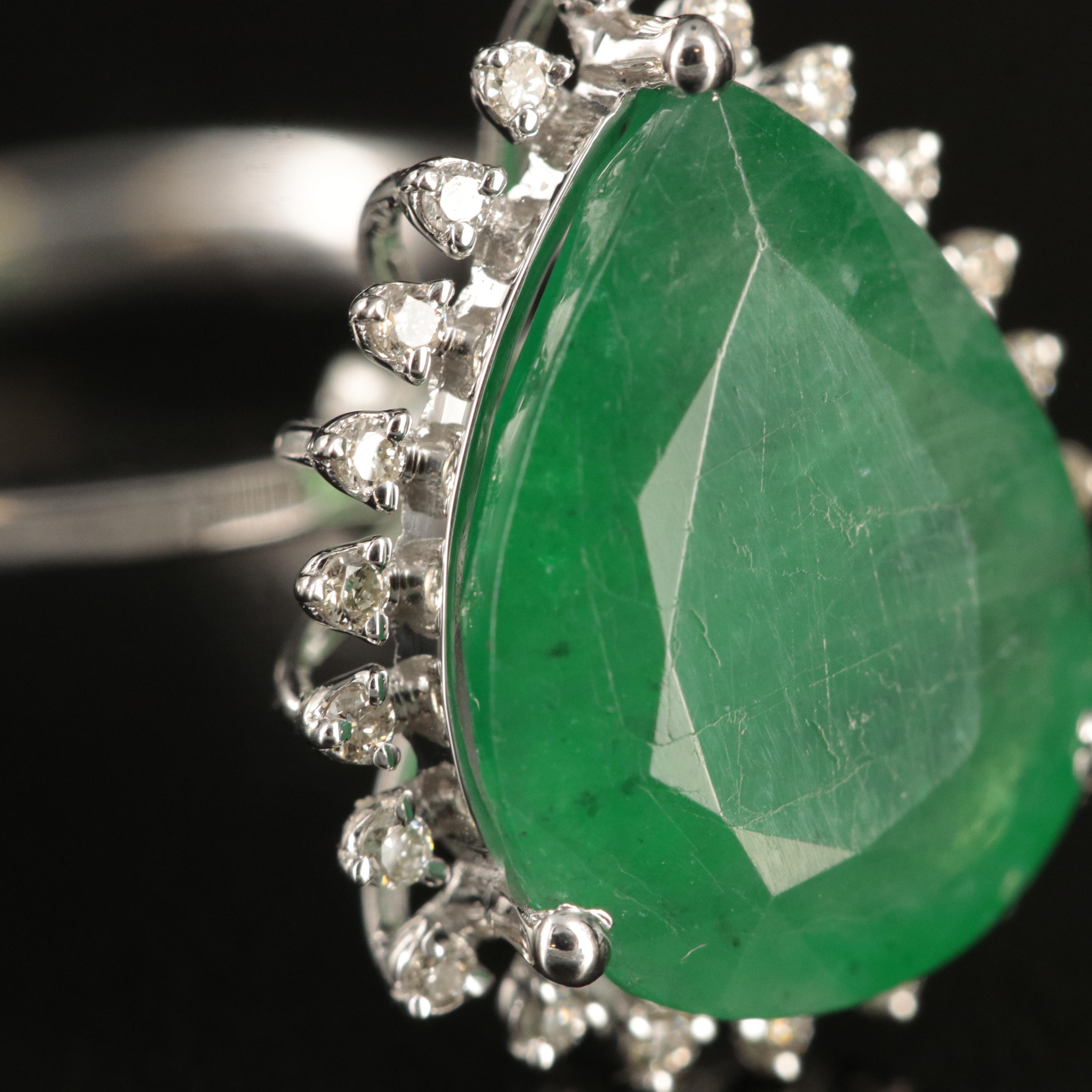 14K 3.53 CT Emerald and Diamond Ring