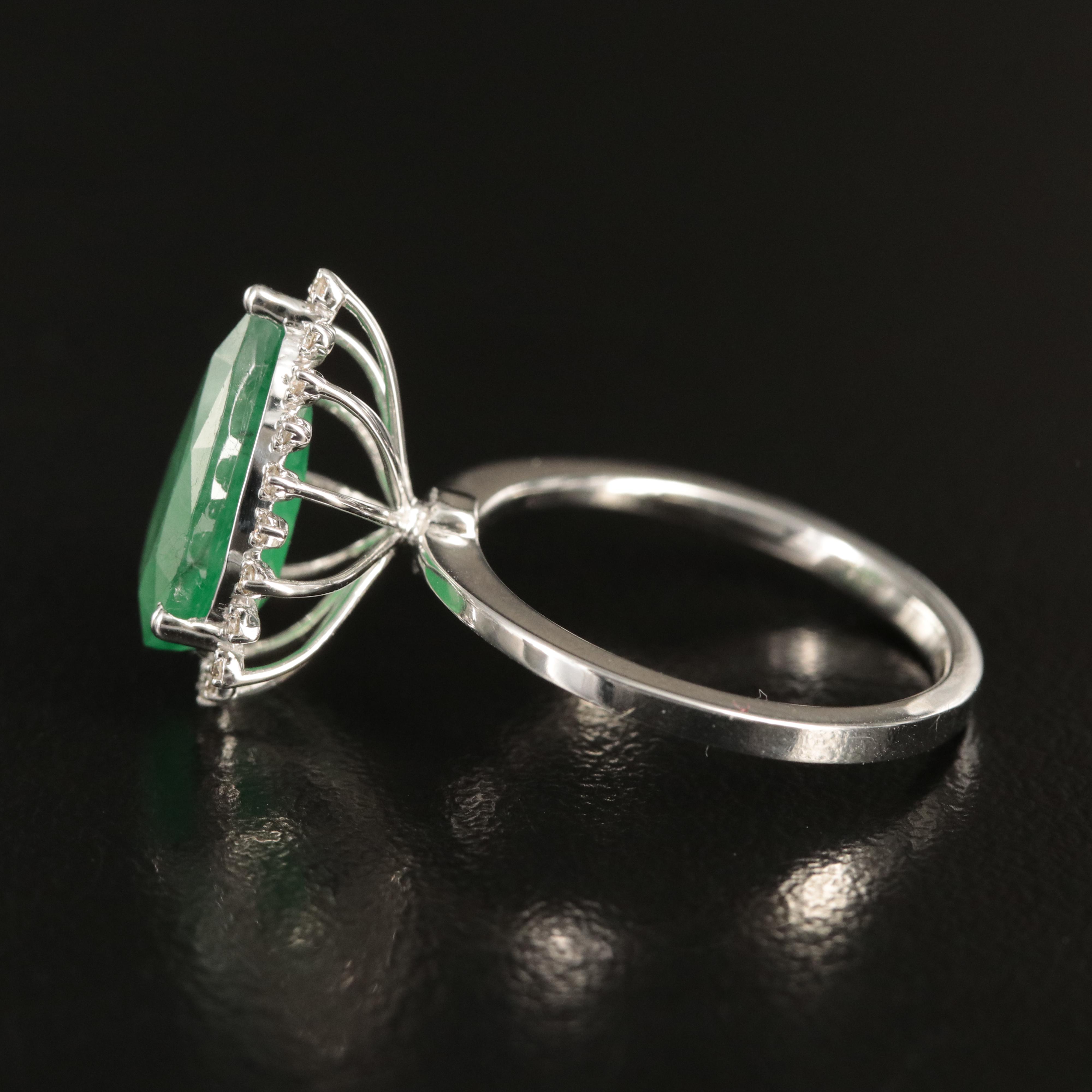 14K 3.53 CT Emerald and Diamond Ring