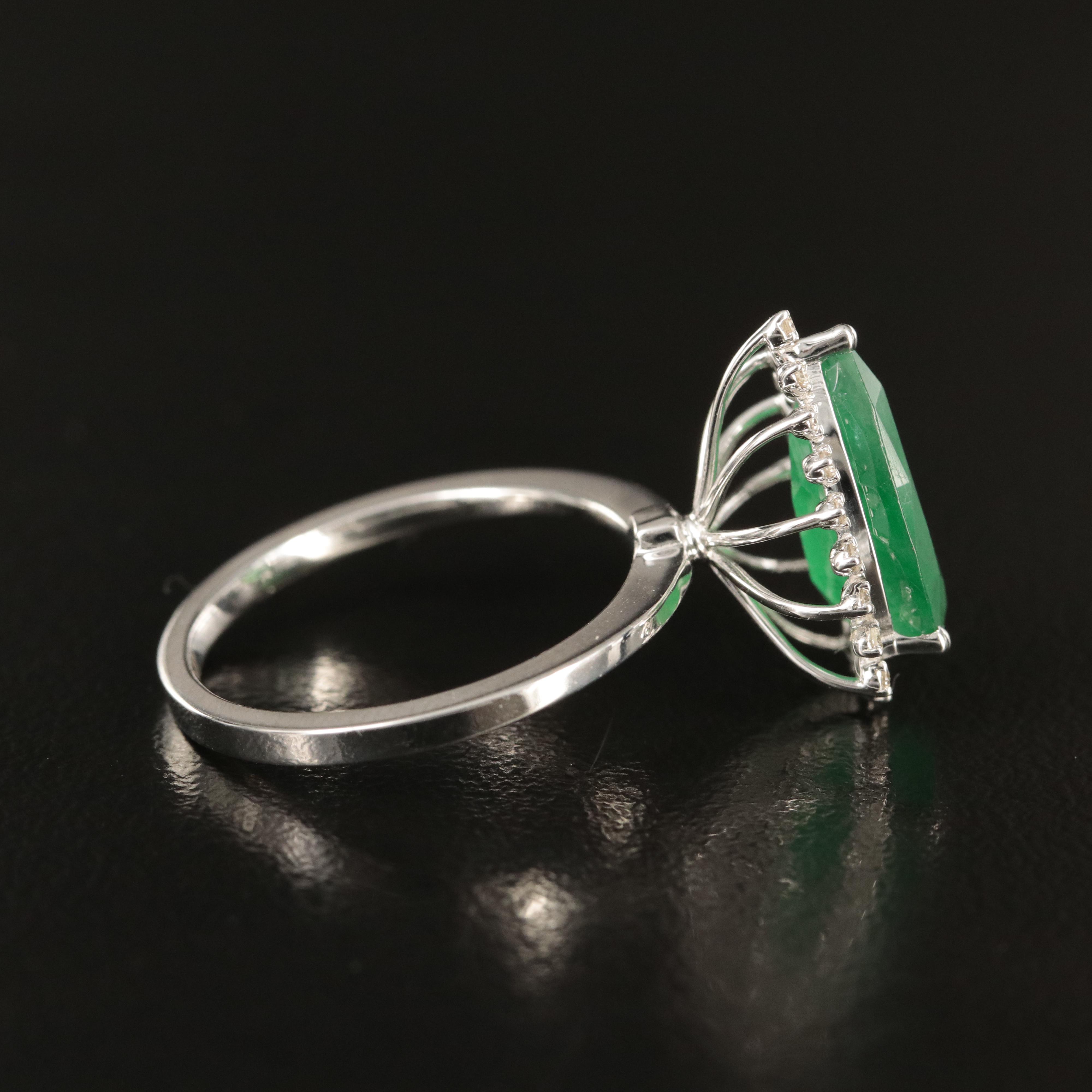 14K 3.53 CT Emerald and Diamond Ring