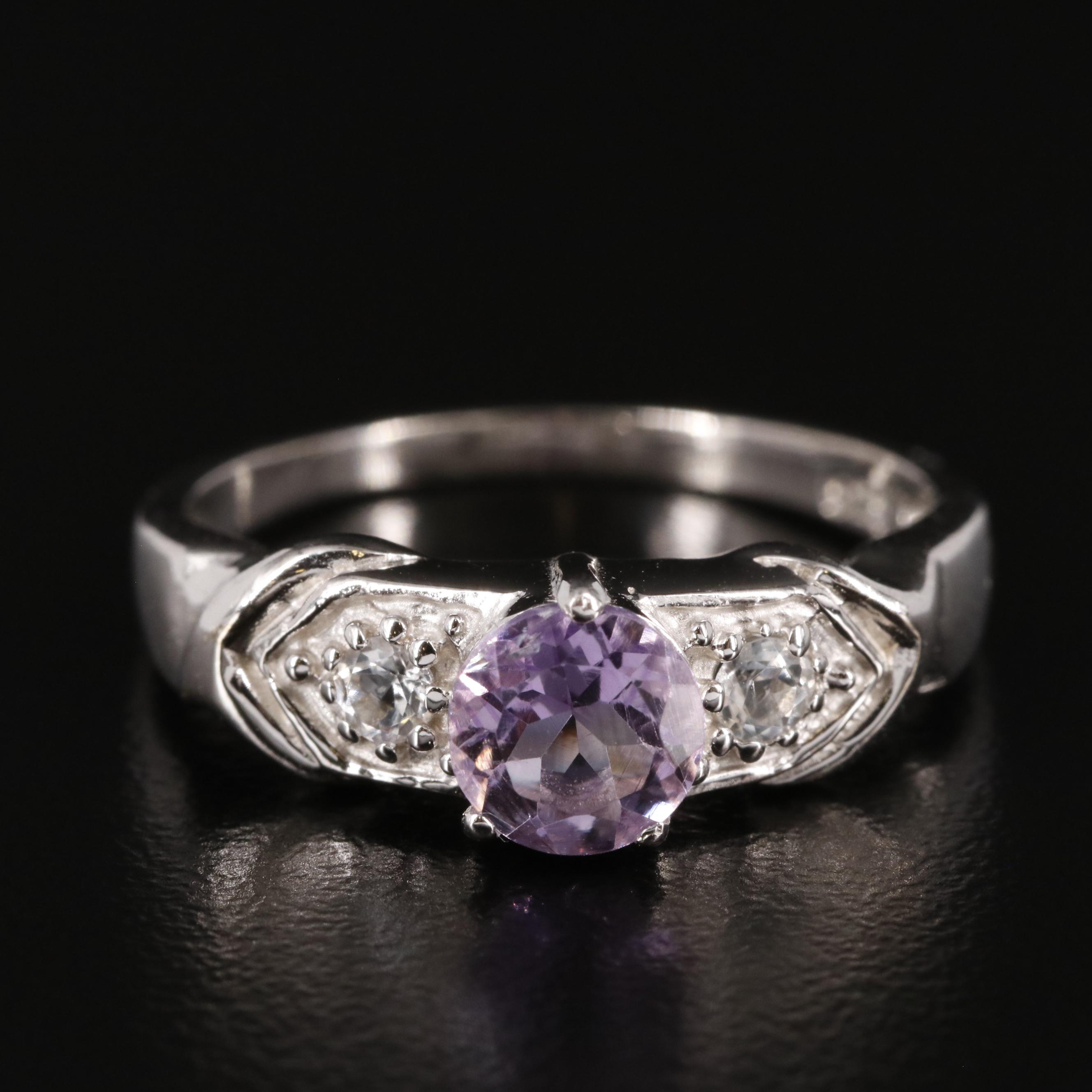 Sterling Amethyst and White Topaz Ring