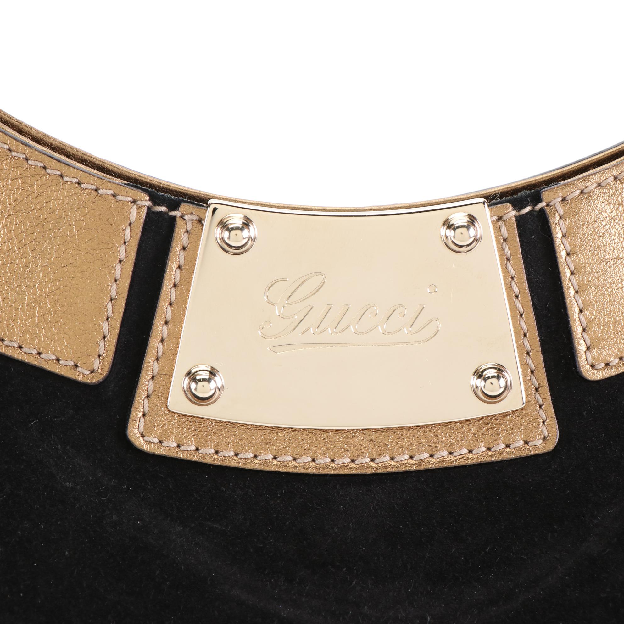 Gucci Studded Tote in Suede and Metallic Leather