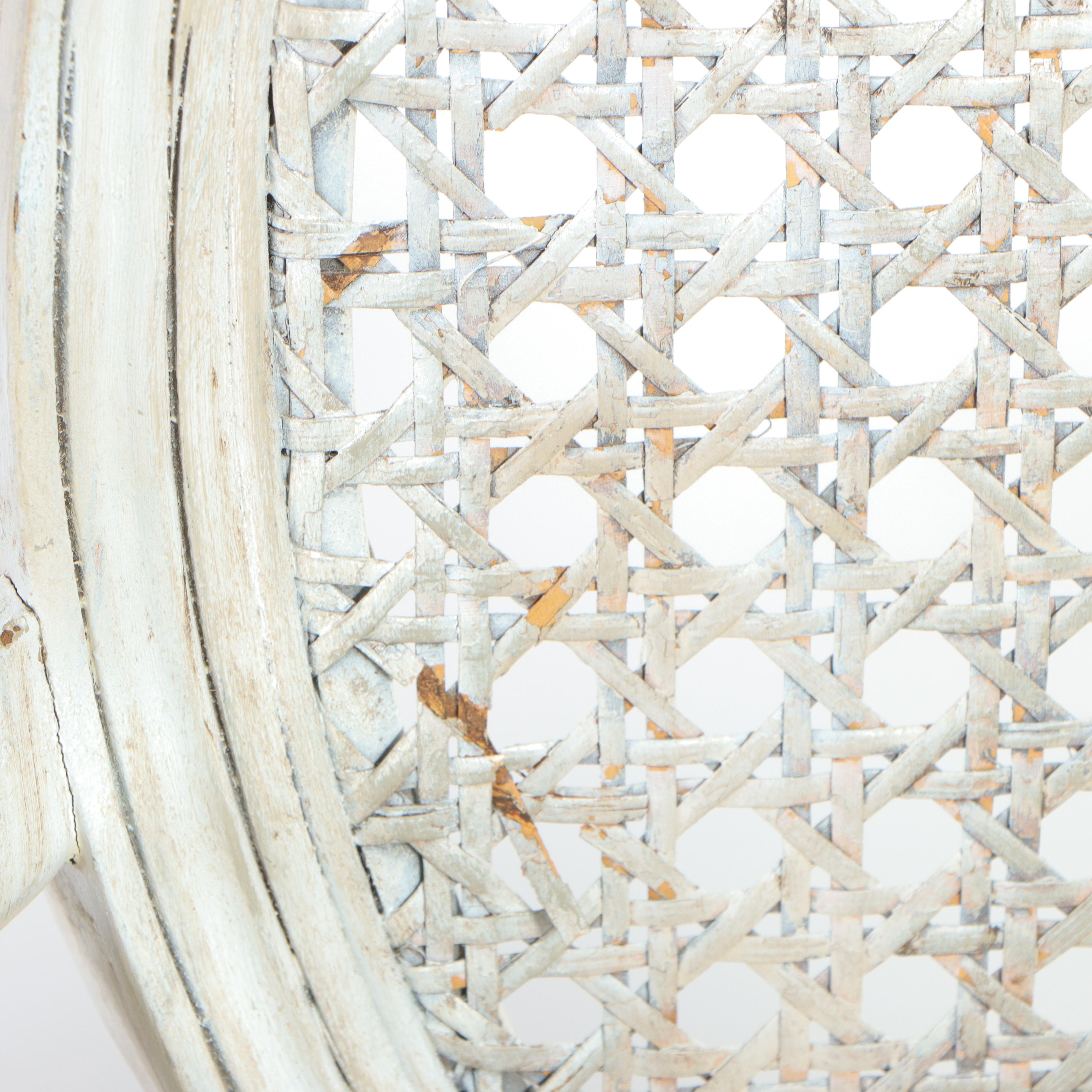 Pair of Gustavian Style White-Painted Wood and Caned Back Armchairs