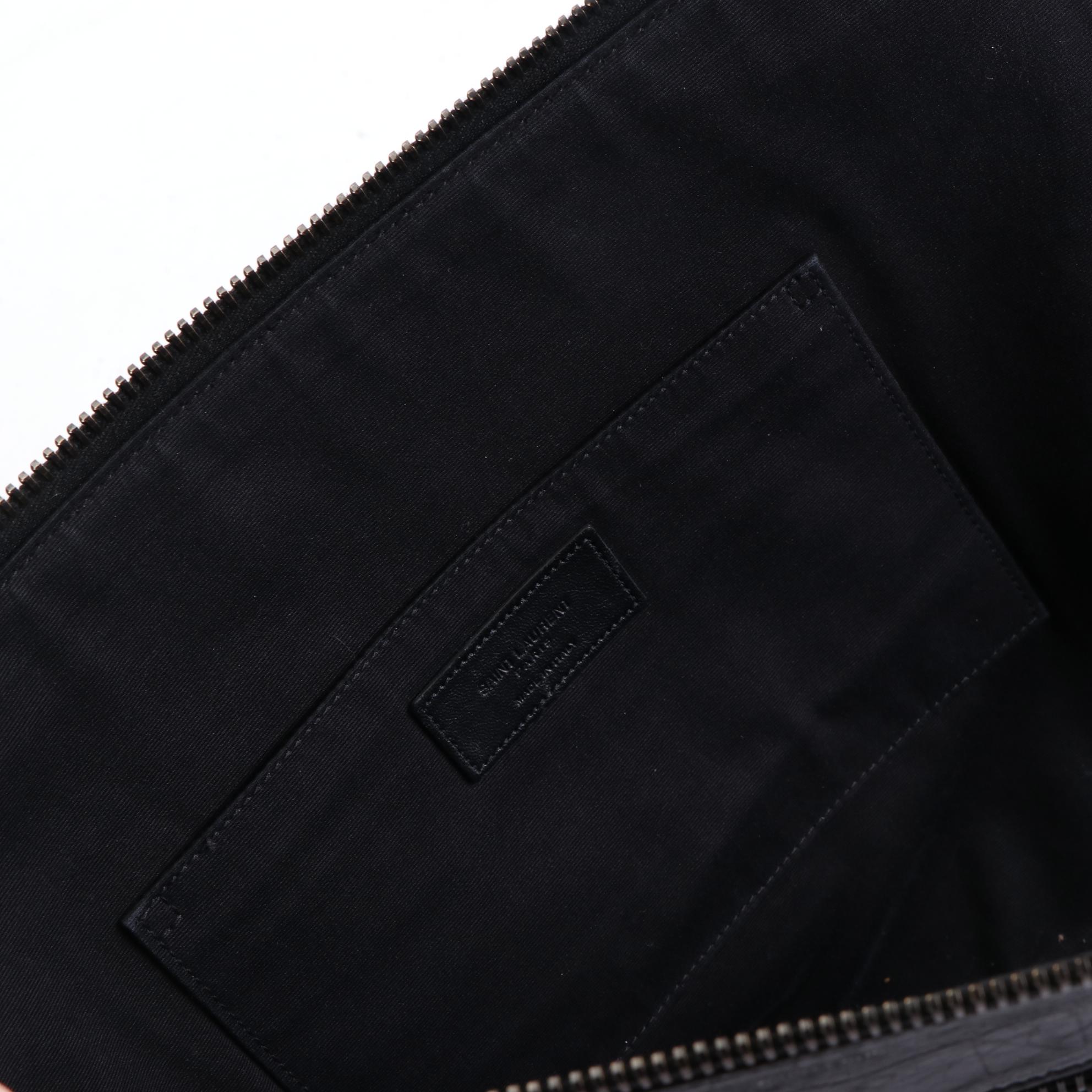 Saint Laurent Corner Zip Document Pouch in Embossed Leather