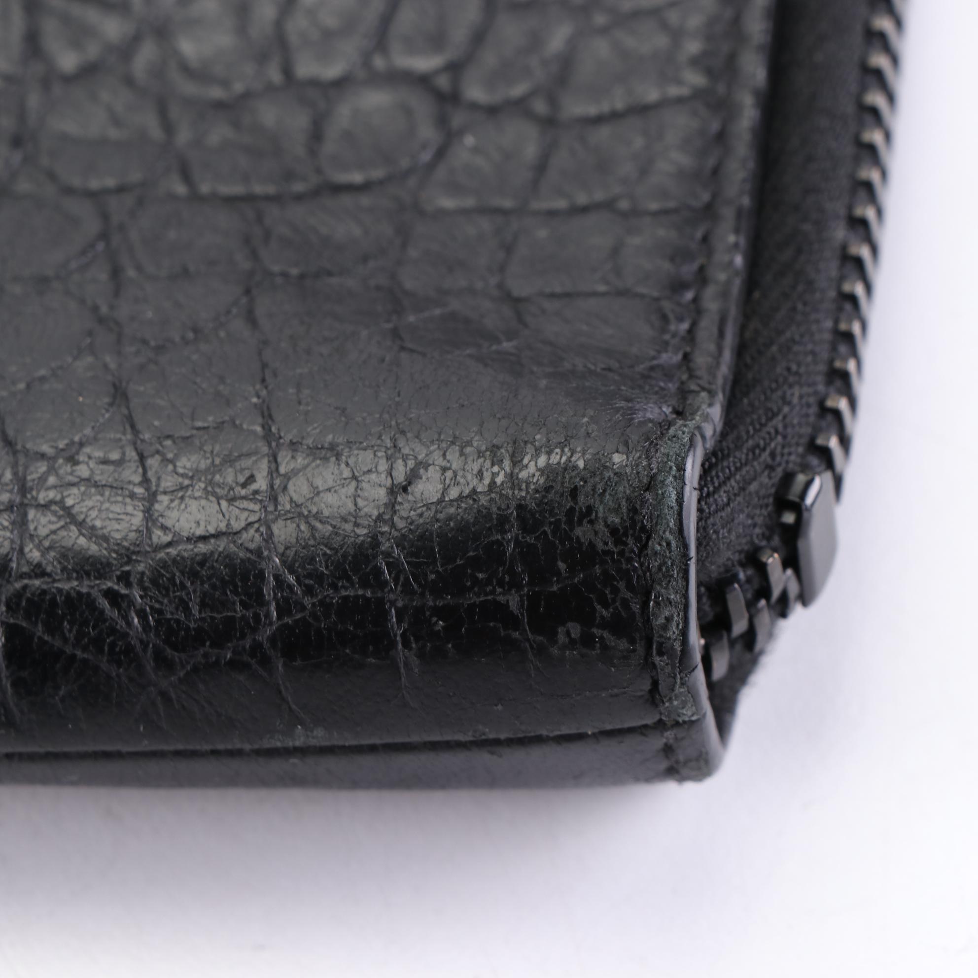 Saint Laurent Corner Zip Document Pouch in Embossed Leather
