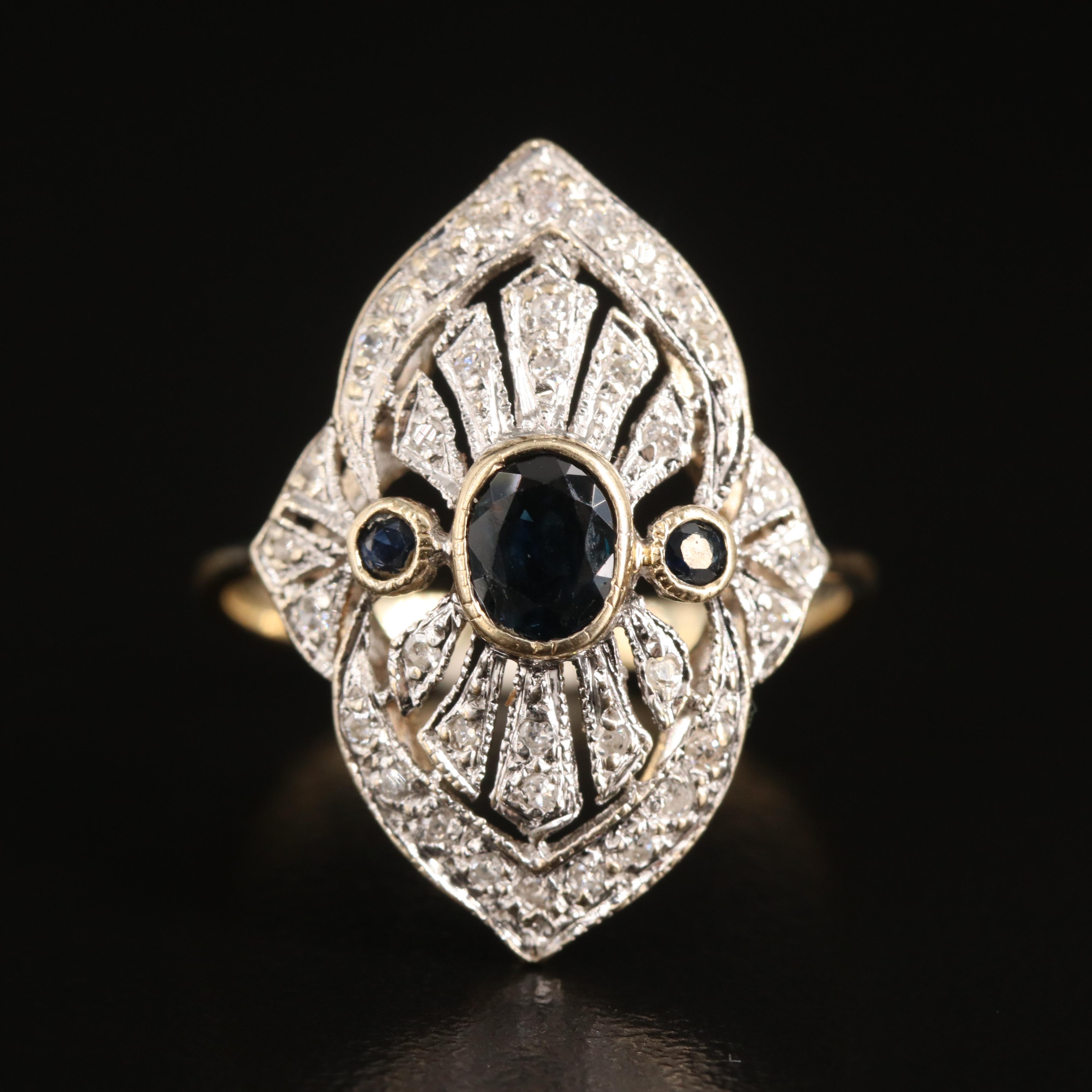 14K Sapphire and Diamond Ring