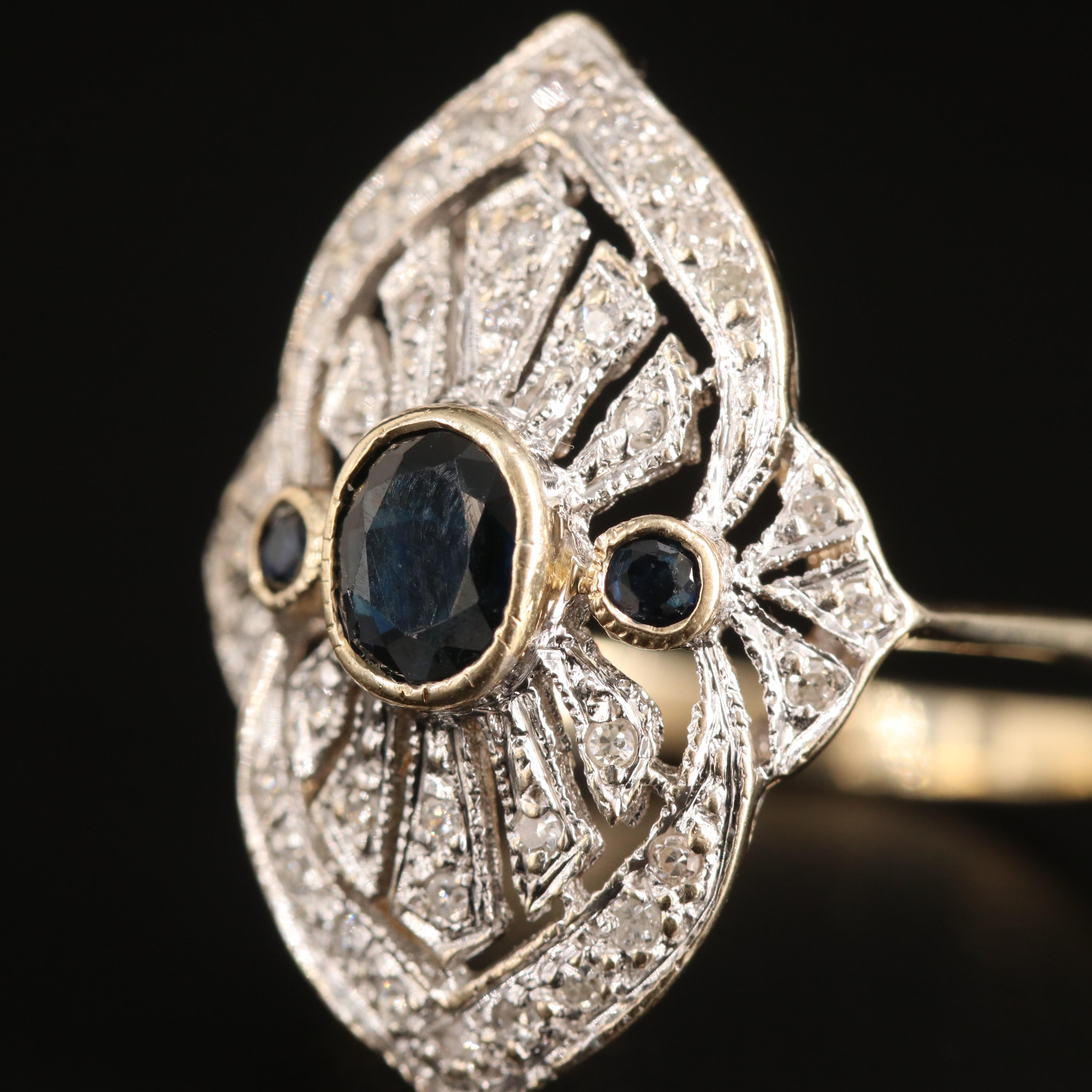 14K Sapphire and Diamond Ring