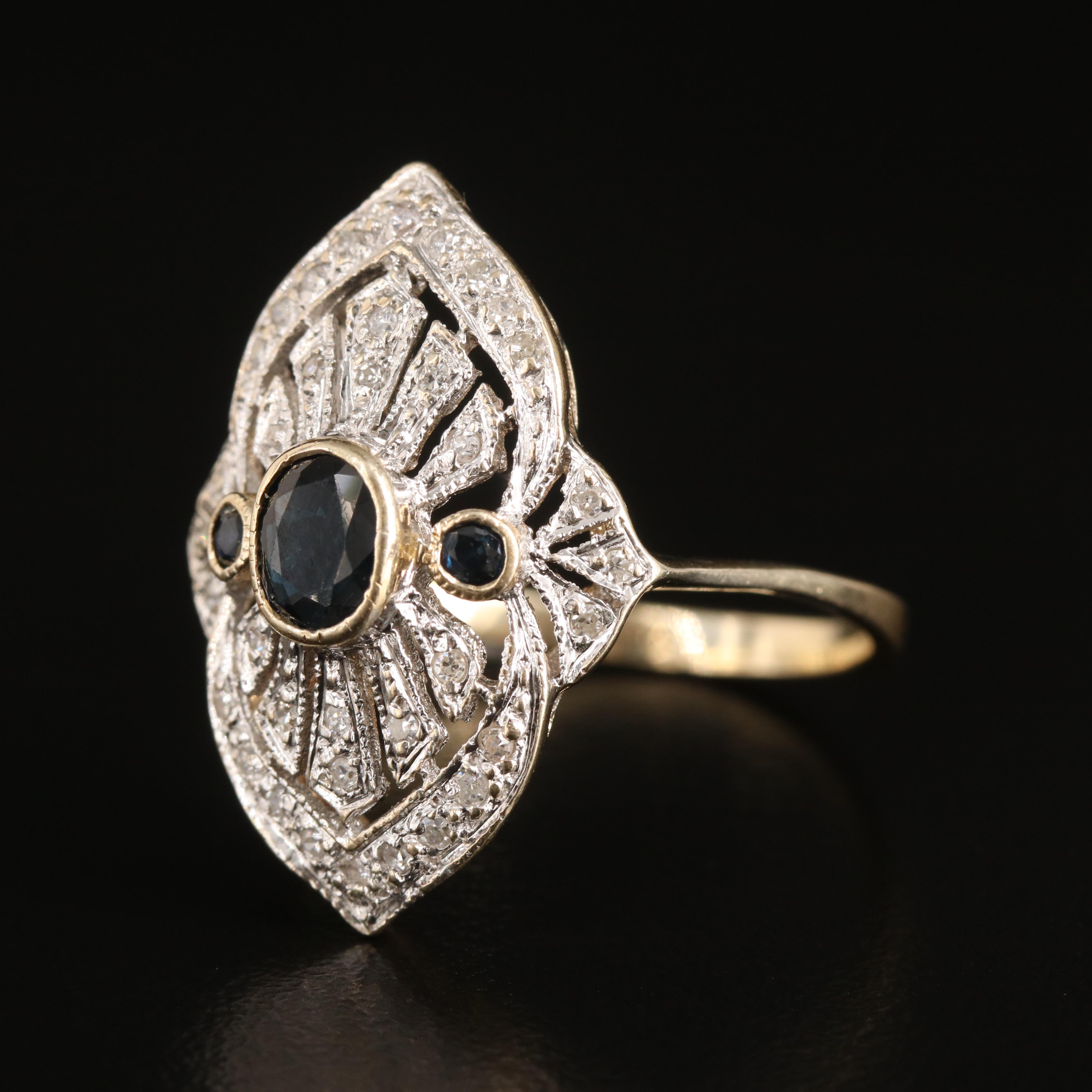 14K Sapphire and Diamond Ring