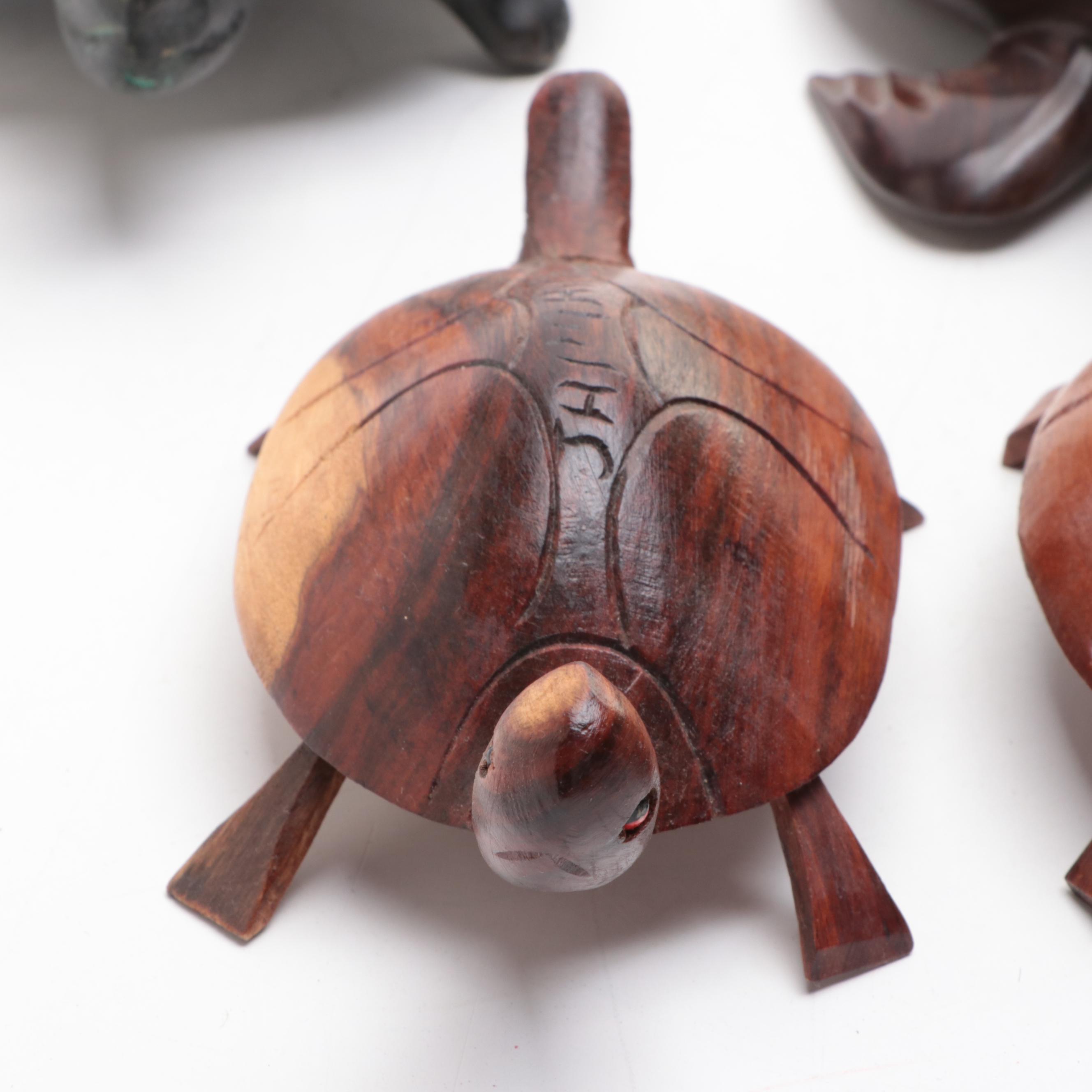 Turtle Figurine Collection Including Travel Souvenirs