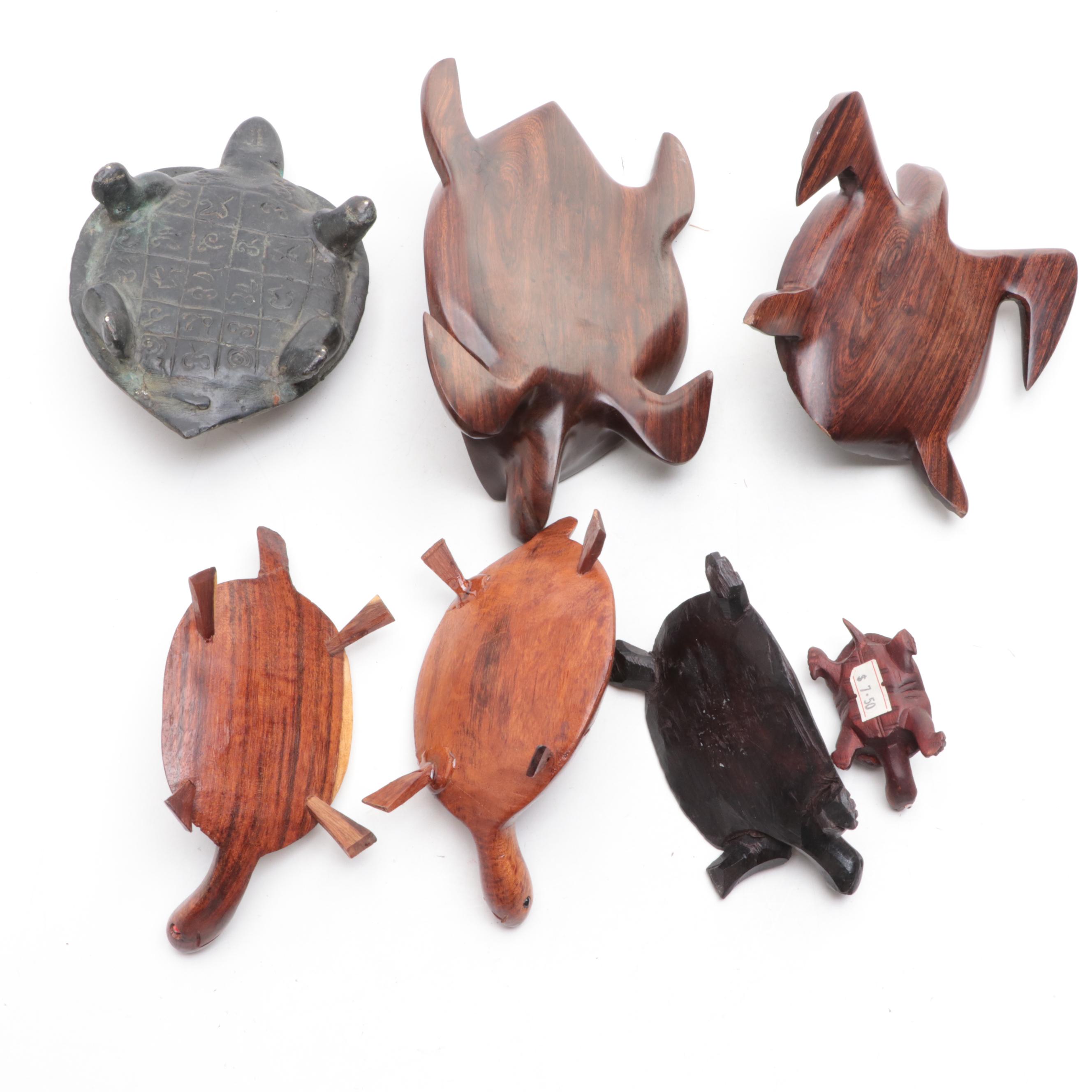 Turtle Figurine Collection Including Travel Souvenirs