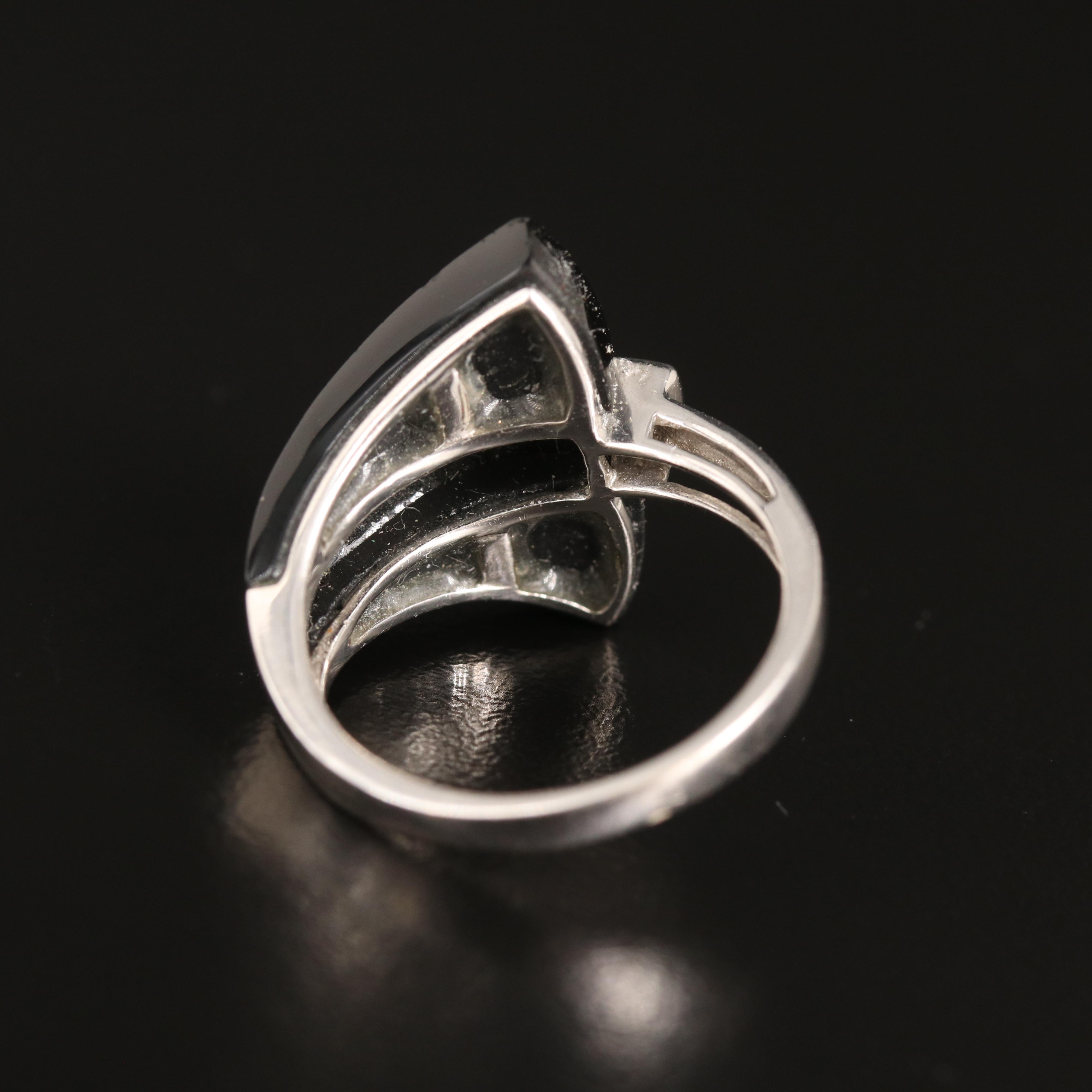 14K Black Onyx and Diamond Ring