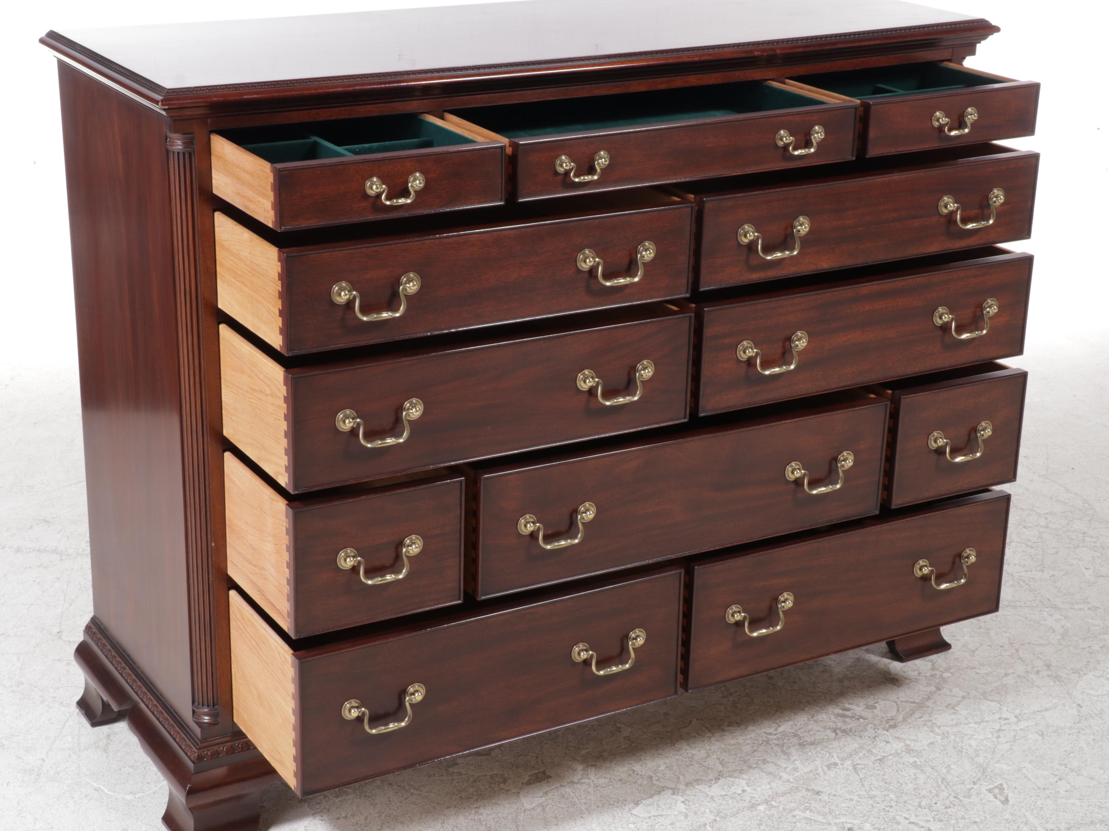 Henkel-Harris Chippendale Style Mahogany Twelve-Drawer Chest