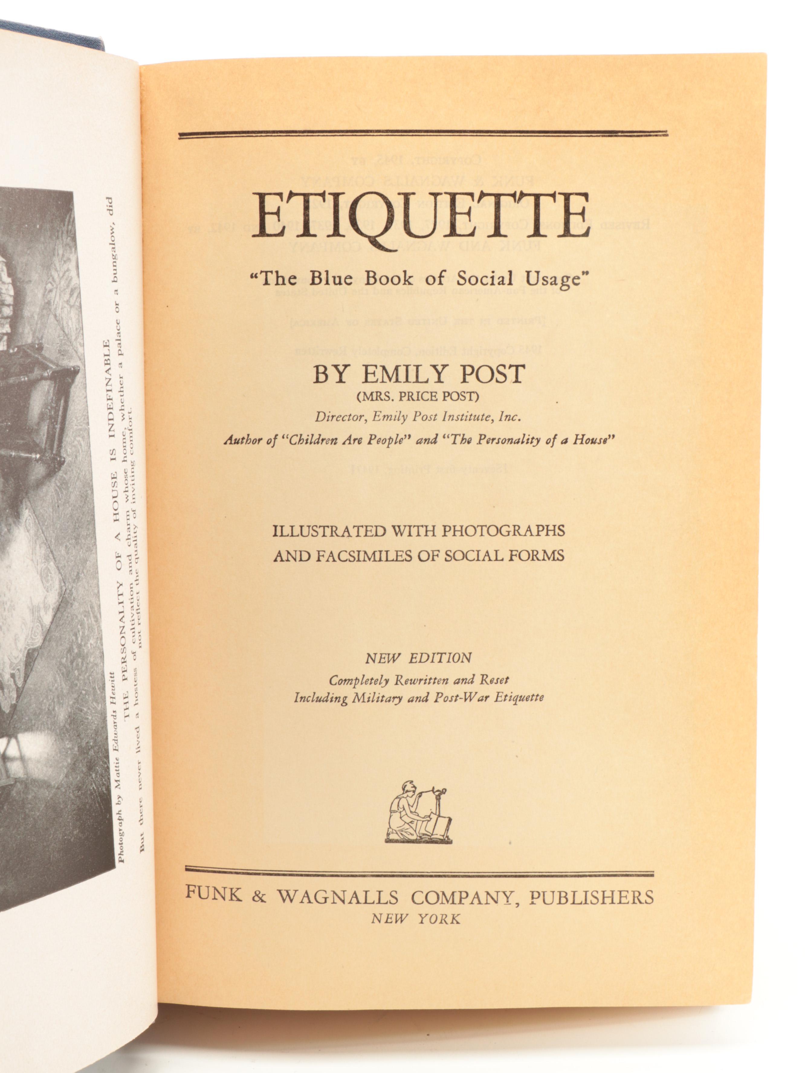1947 "Emily Post's Etiquette" and More Household Management and Etiquette Books