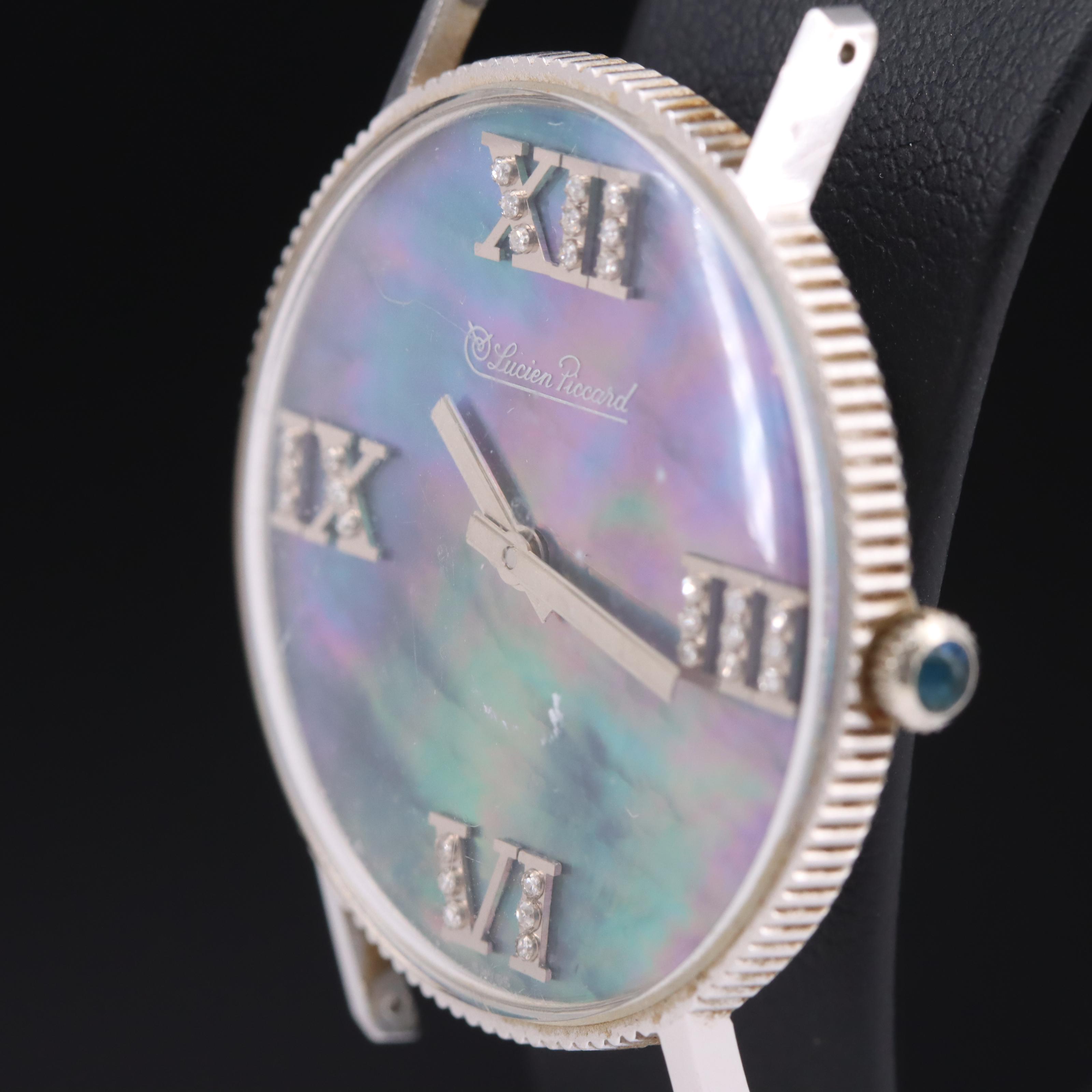 14K Diamond and Mother-of-Pearl Lucien Piccard Stem Wind Watch