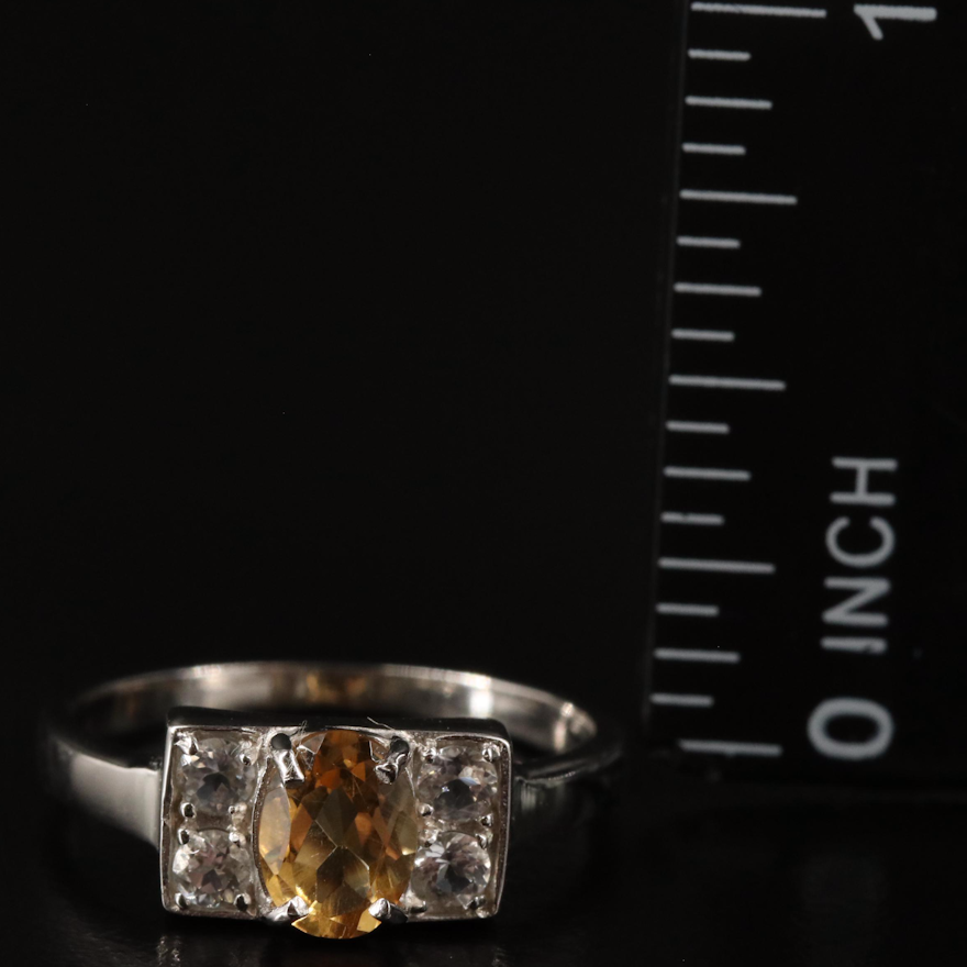 Sterling, Citrine and White Topaz Ring