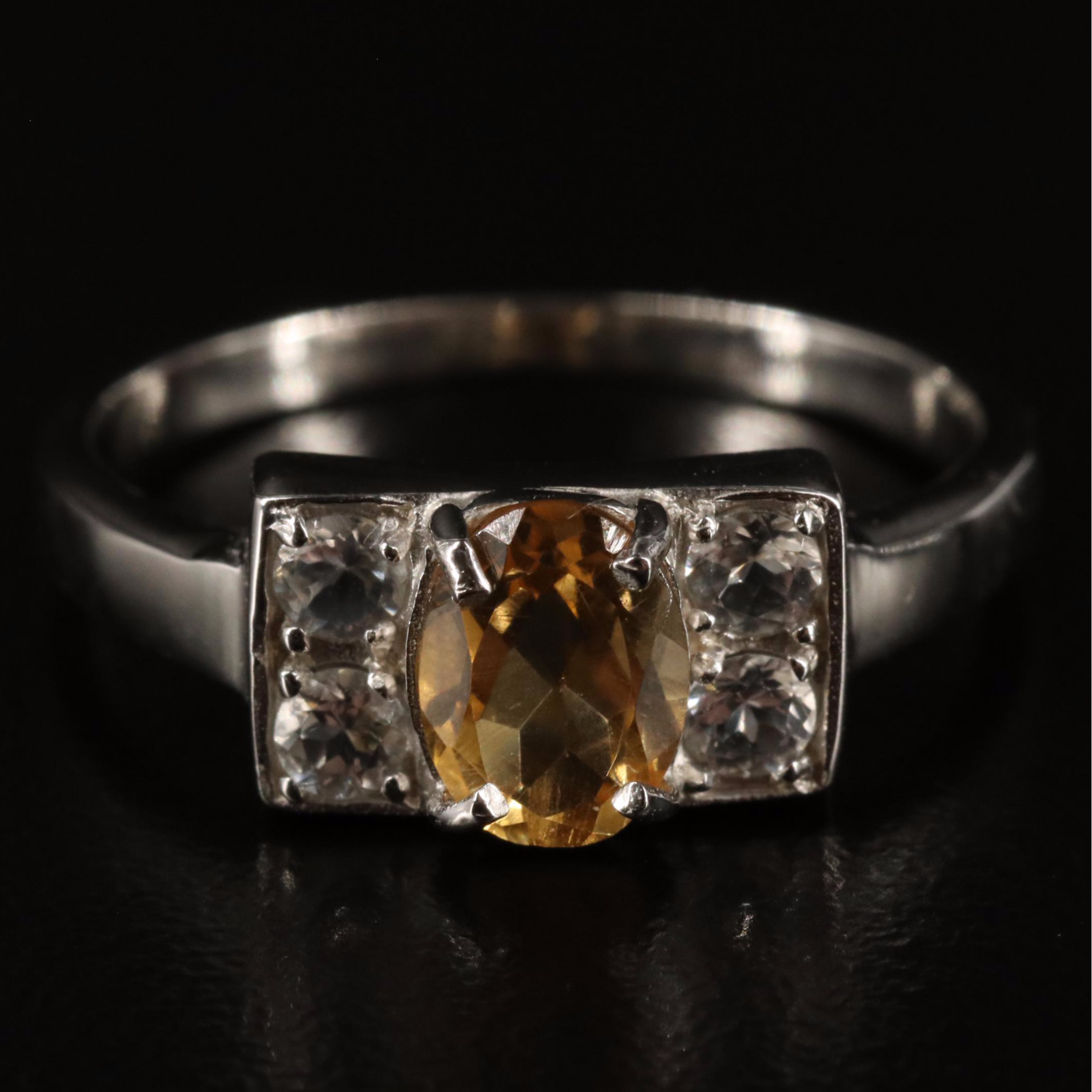 Sterling, Citrine and White Topaz Ring